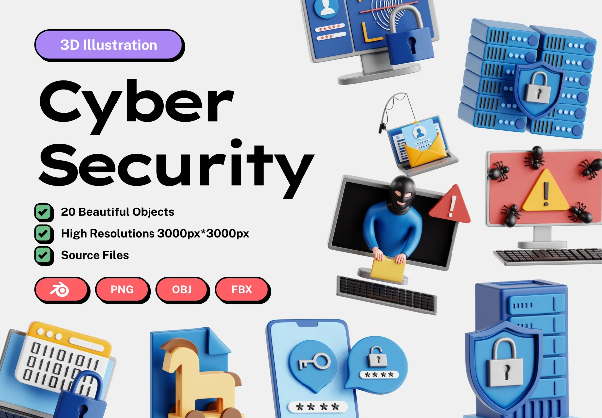 Network Security 3D Icons