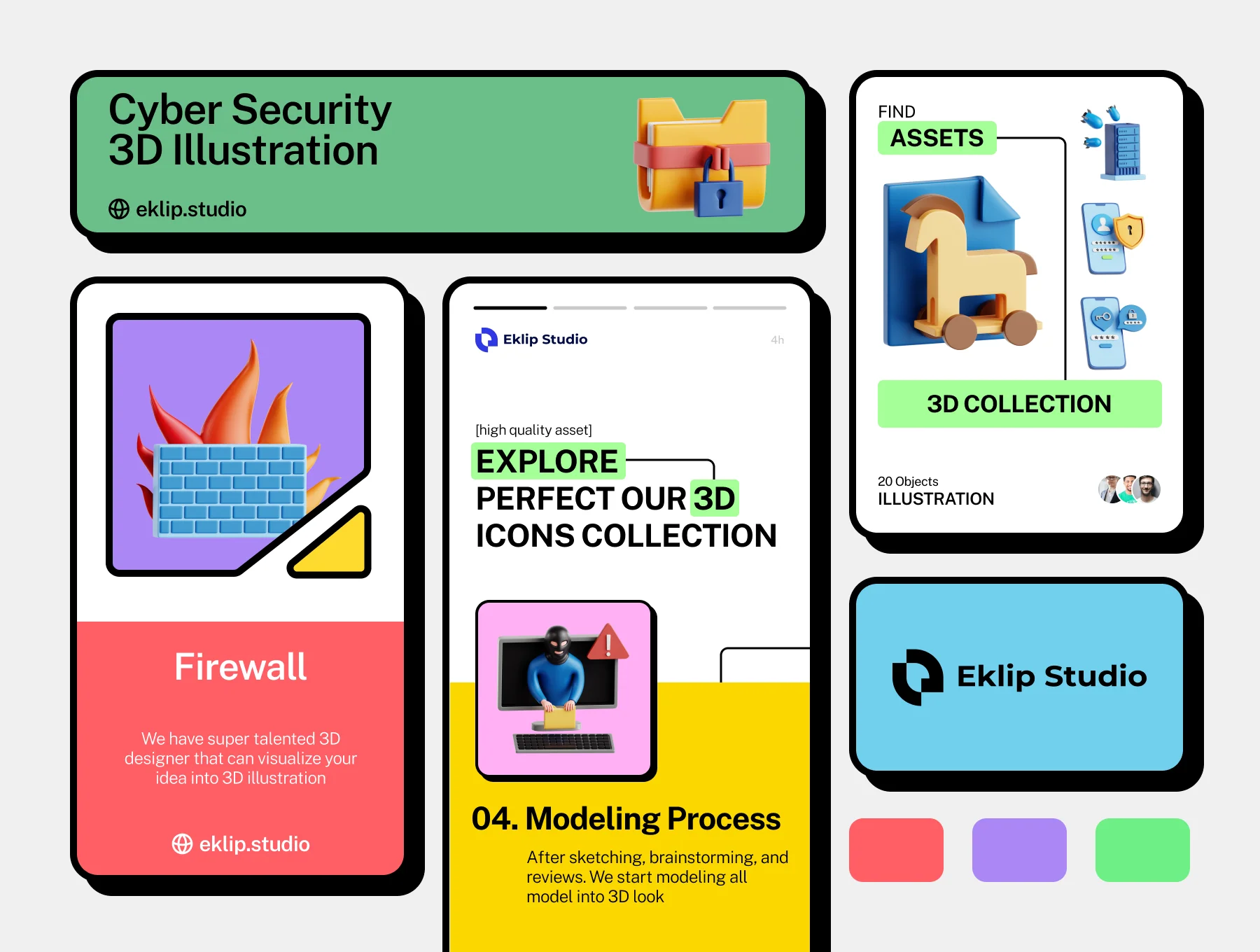 Network Security 3D Icons 4