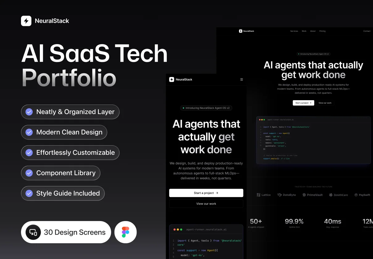 NeuralStack – AI SaaS Tech Portfolio UI Kit