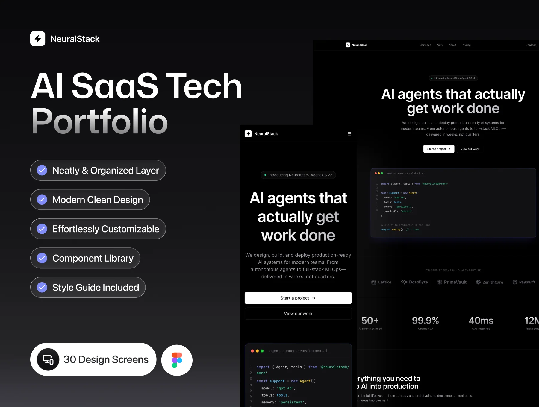NeuralStack – AI SaaS Tech Portfolio UI Kit