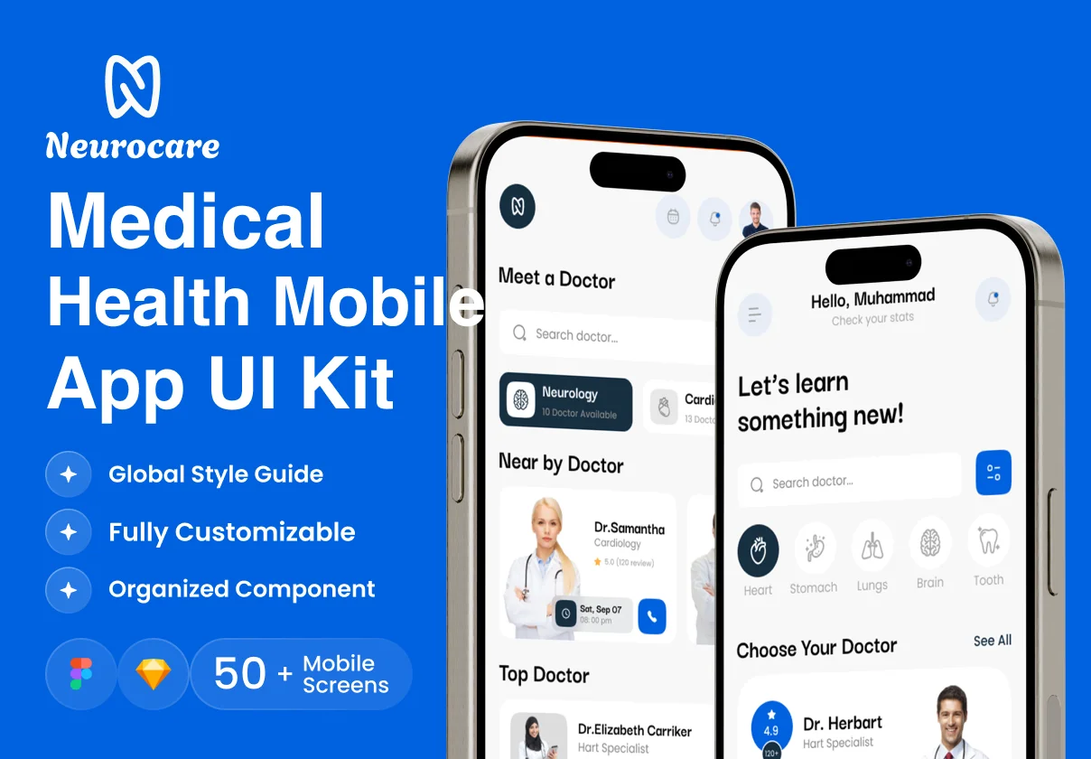 Neurocare - Medical Health Mobile App UI Kit