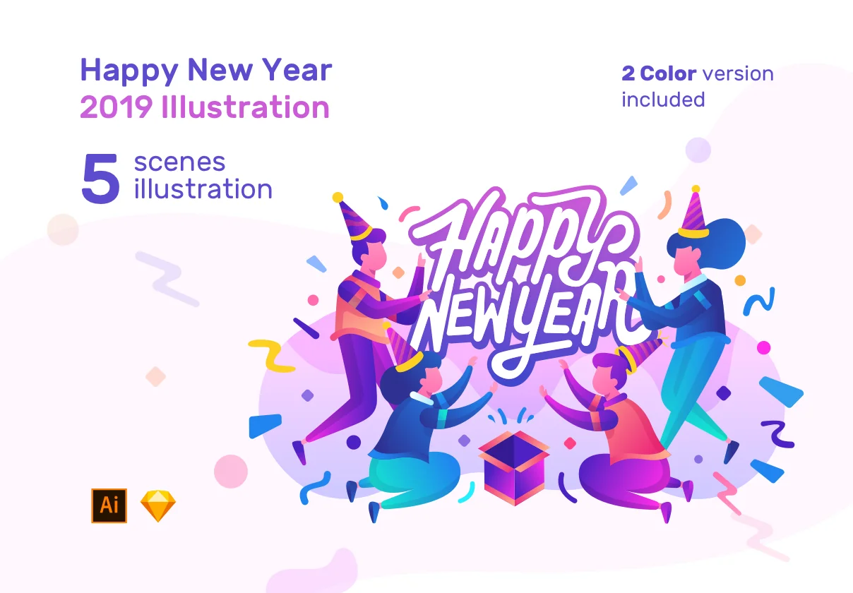 New Year 2019 Illustrations