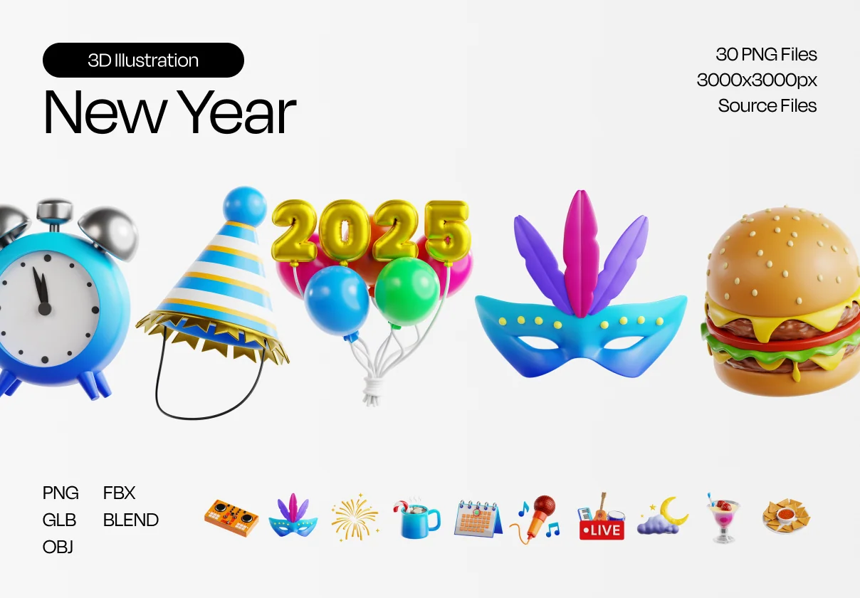 New Year 2025 3D Illustration