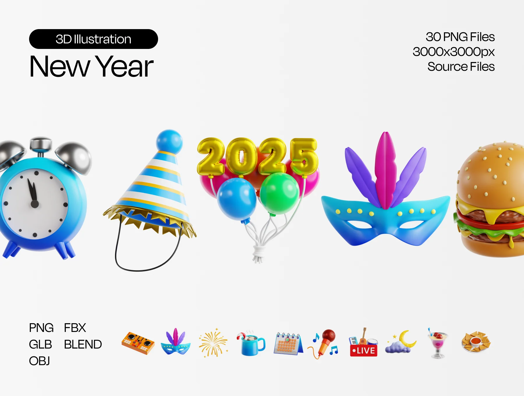 New Year 2025 3D Illustration