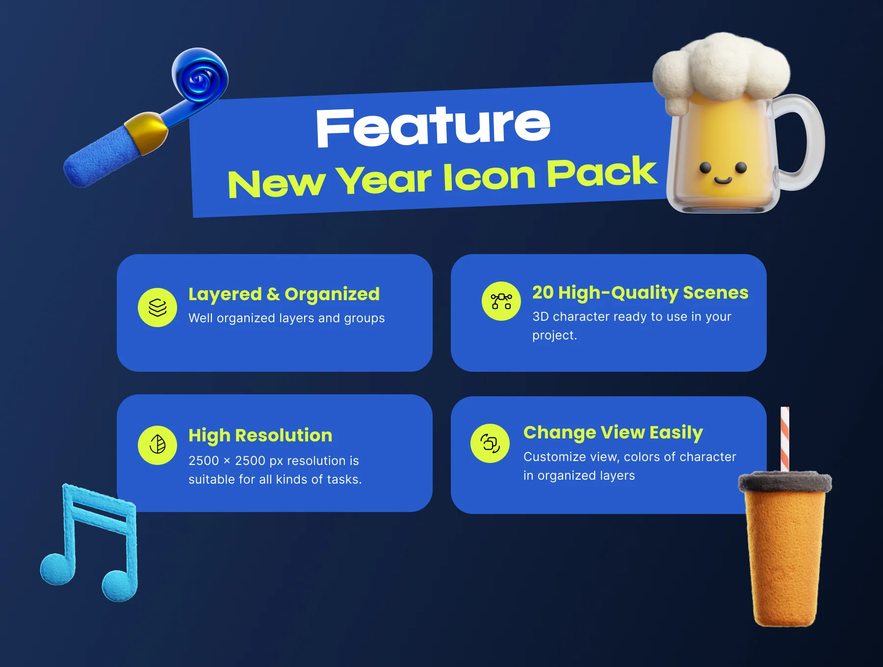 New Year 3D Icon Pack vol 2 2