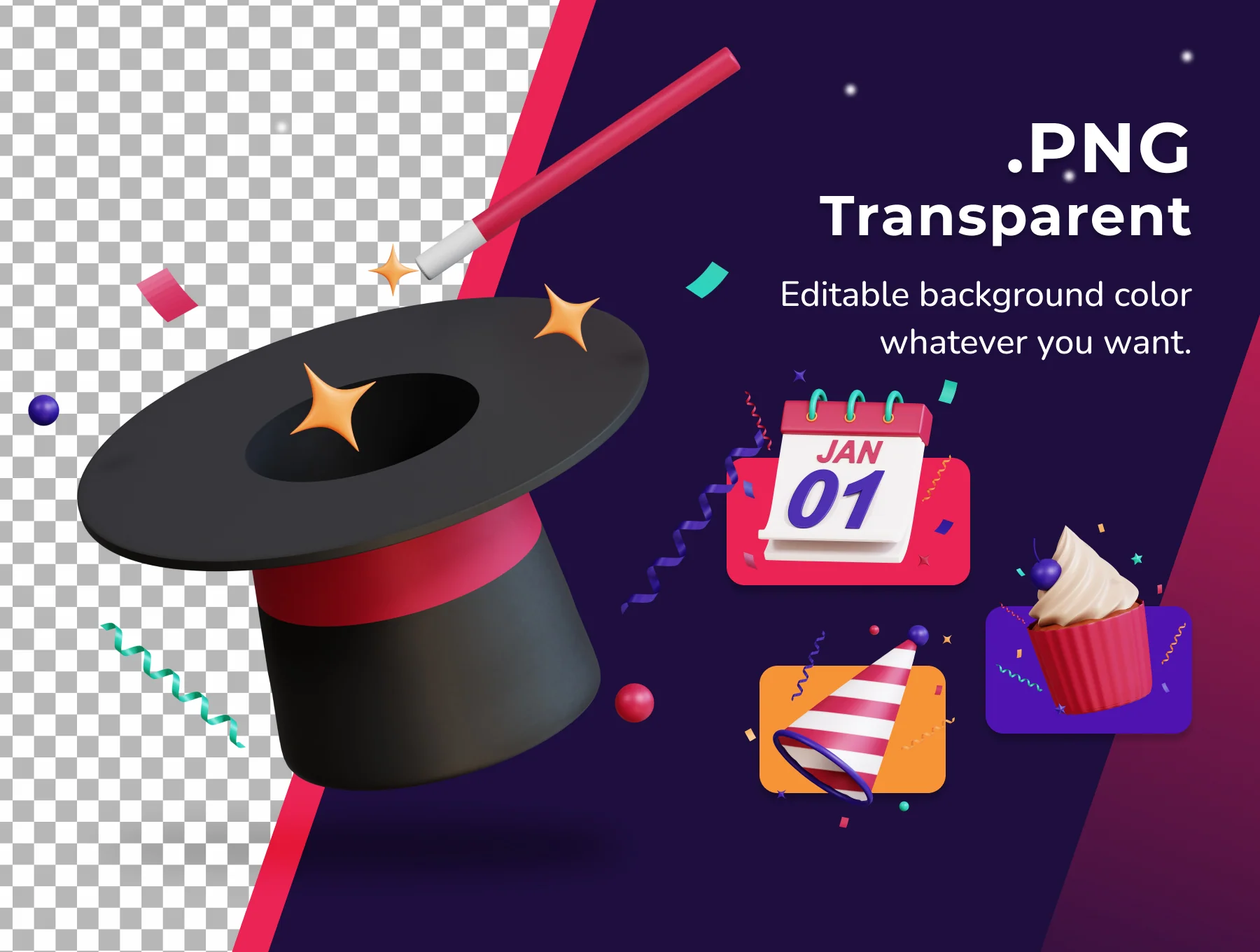 New Year 3D Icon Pack 3