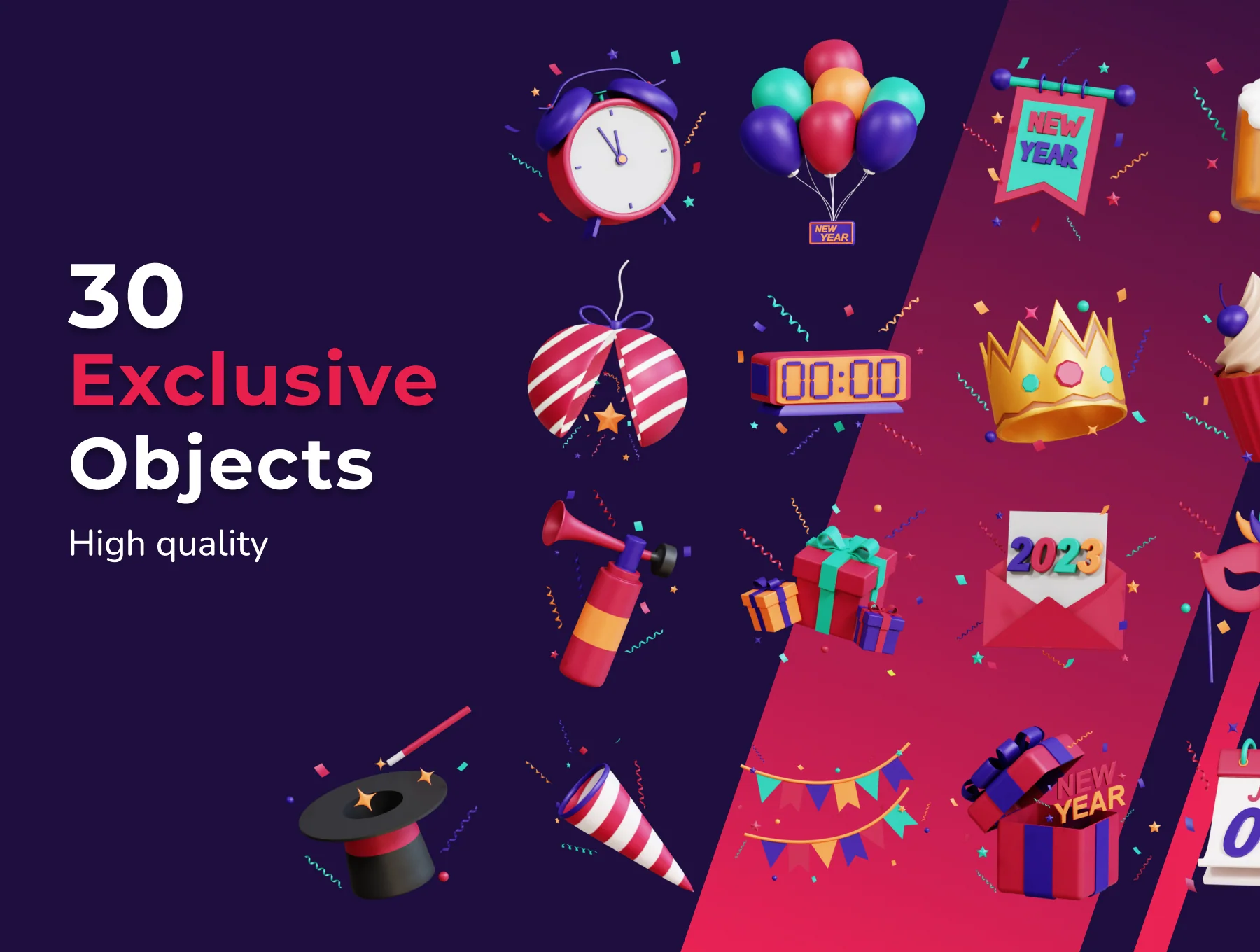 New Year 3D Icon Pack 5
