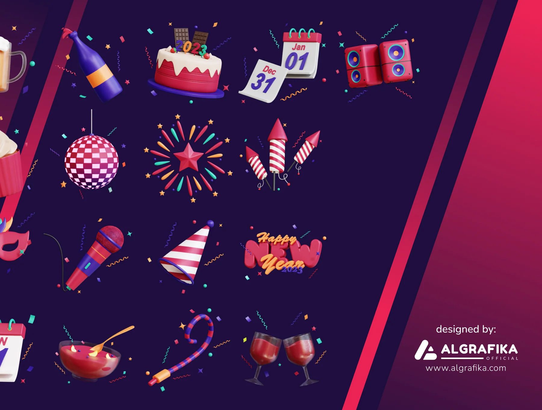 New Year 3D Icon Pack 6