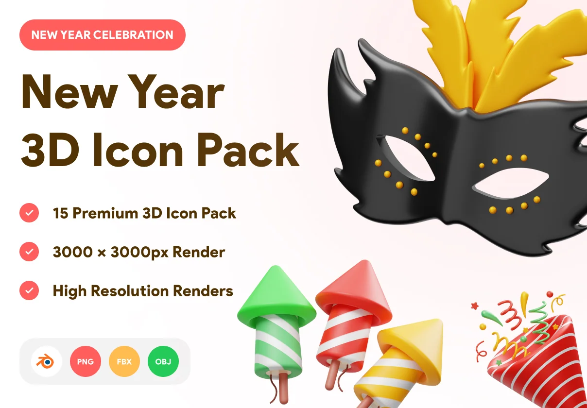 New Year Celebration 3D Icon