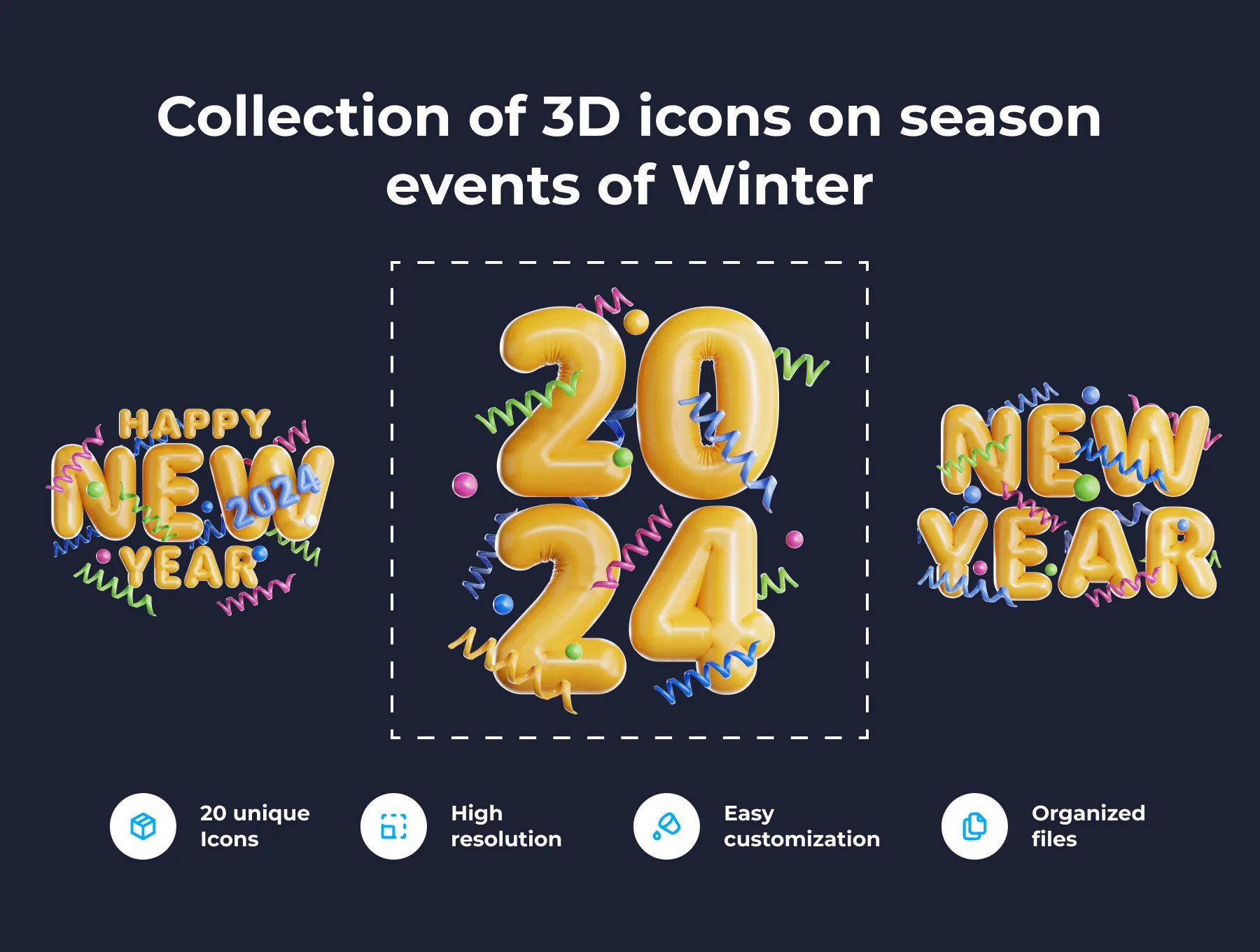 New Year Celebration 3D Illustration Pack 2