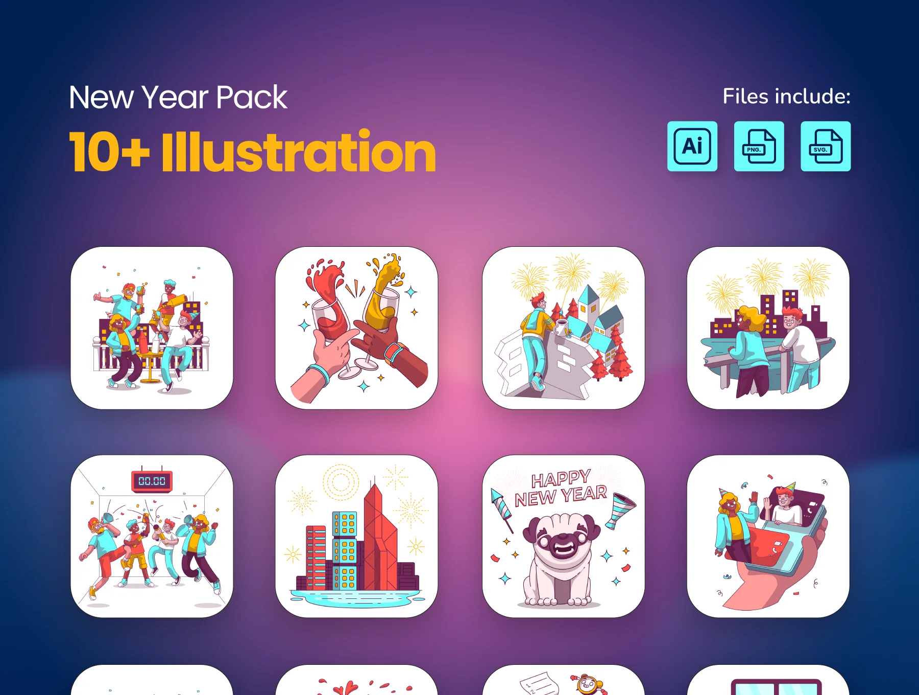 New Year Illustration Pack