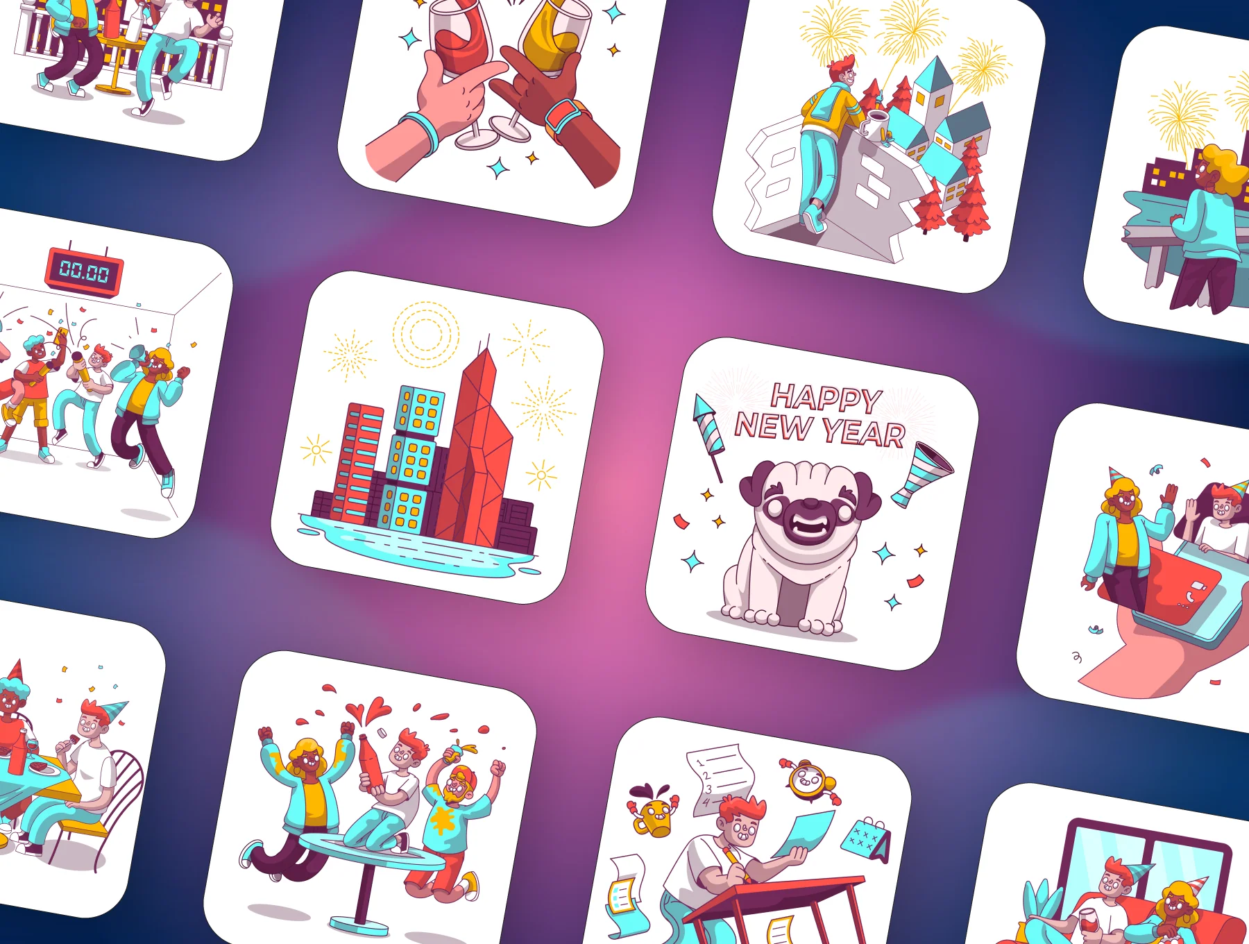 New Year Illustration Pack 6