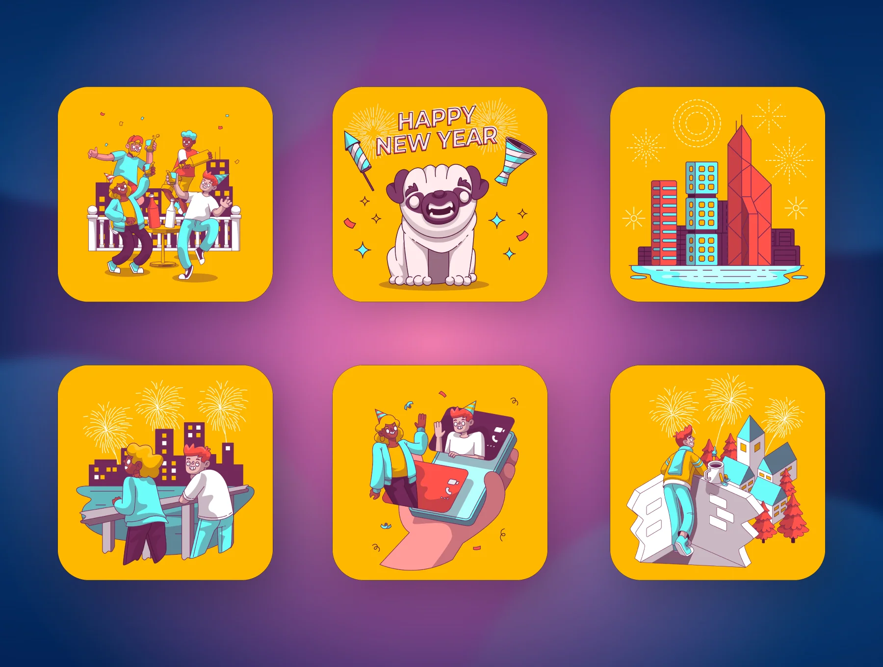 New Year Illustration Pack 8