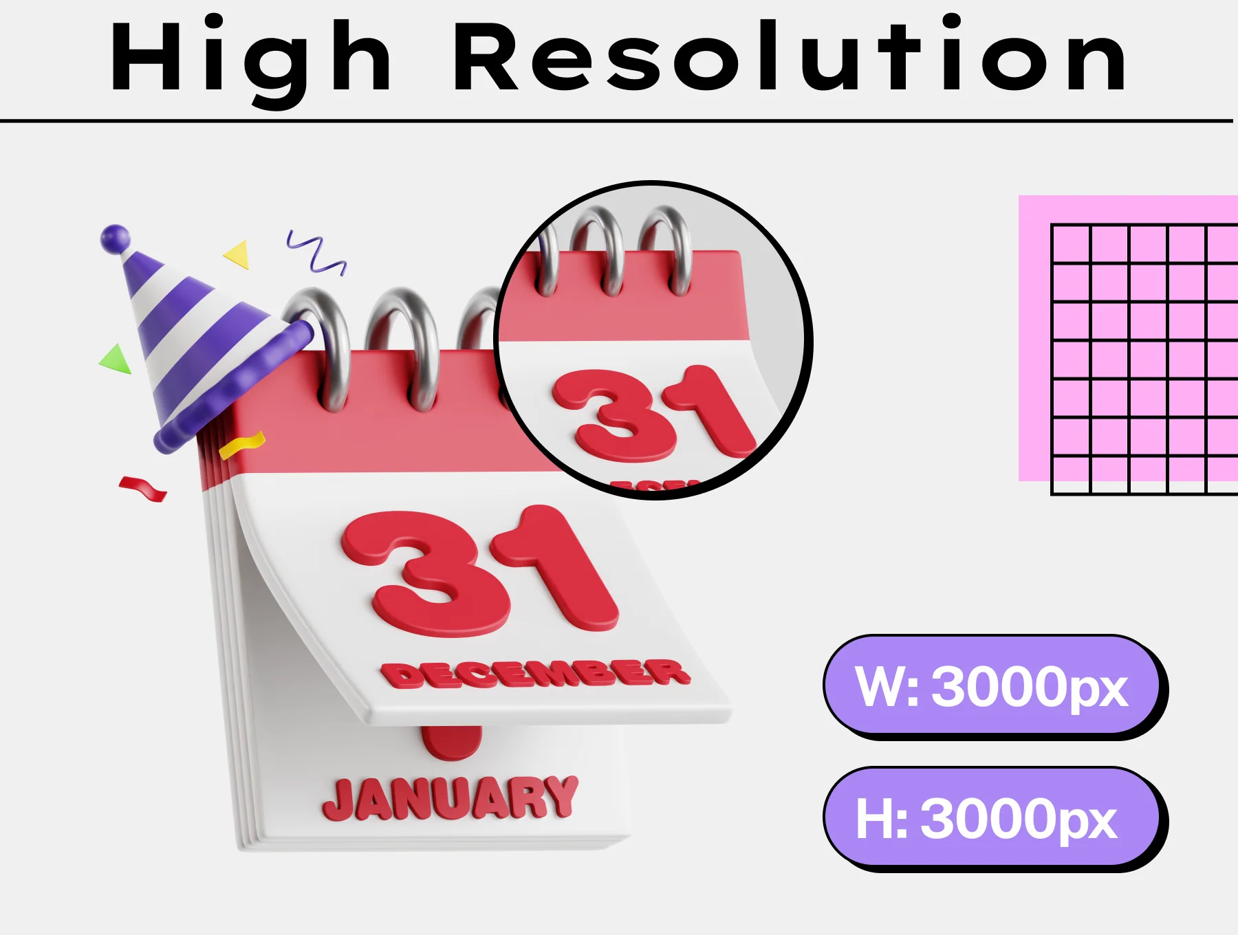 New Year’s Day 3D Icon Set 2