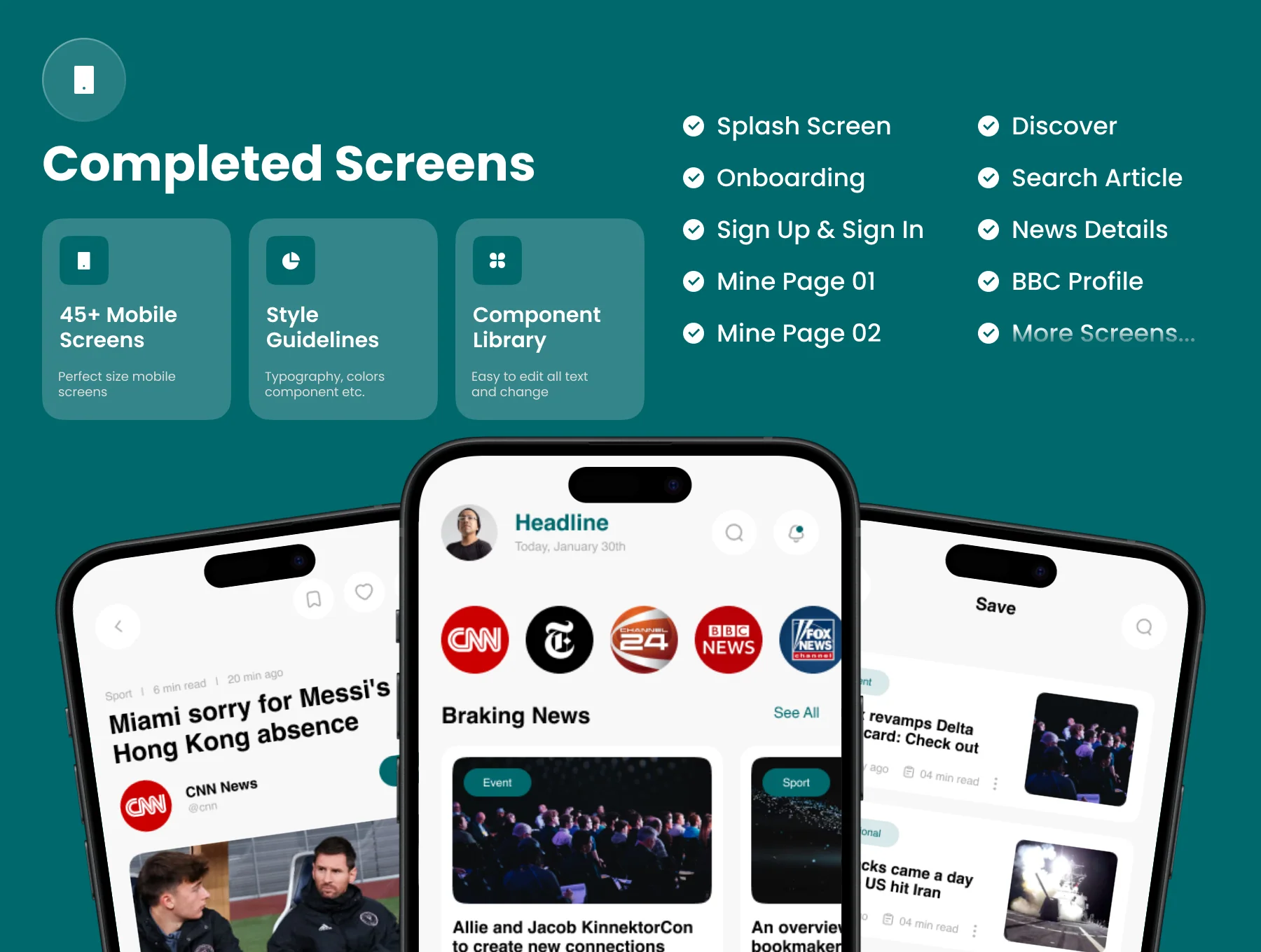 NewsN - AI News Aggregator App UI Kit 2