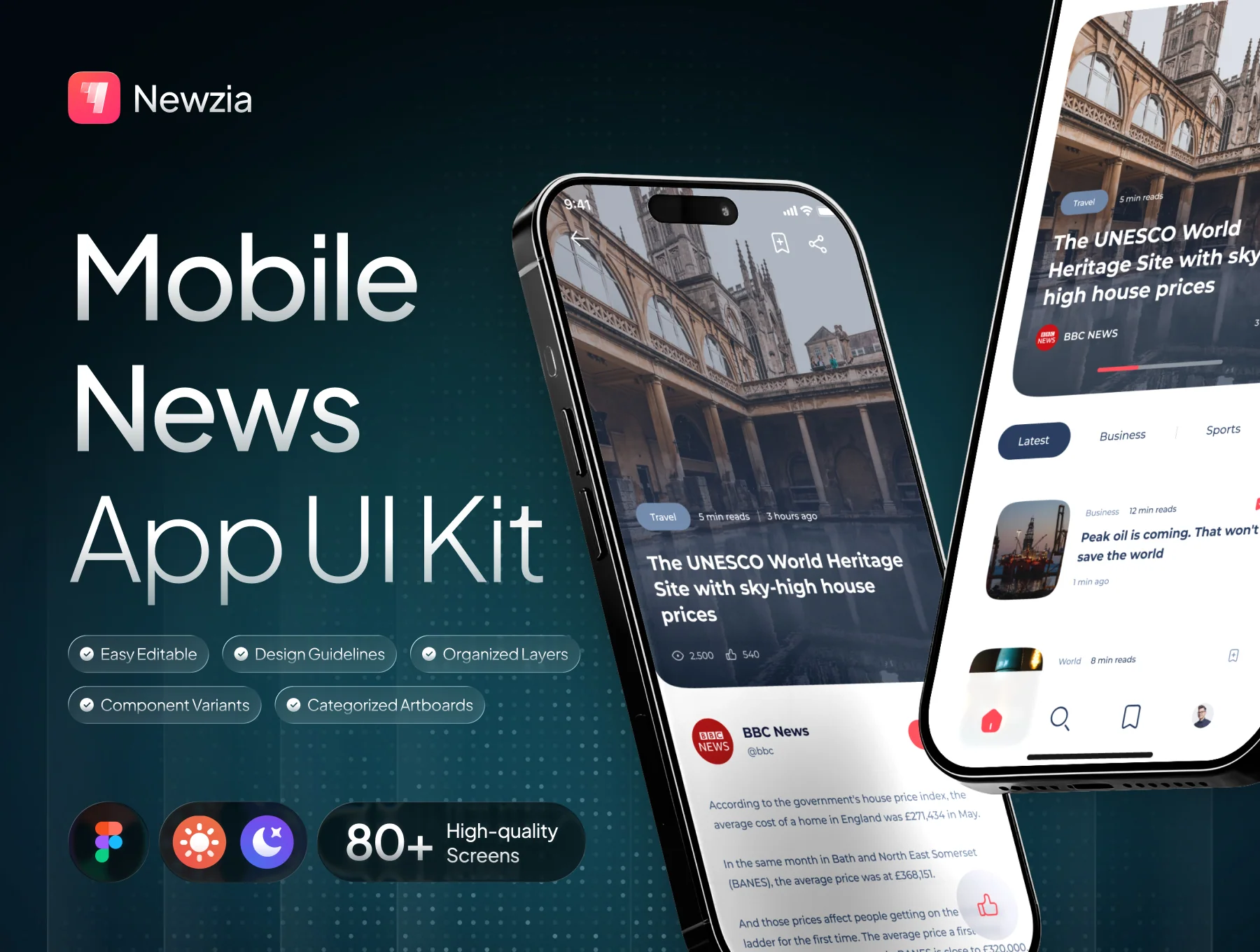 Newzia - Modern Mobile News App UI Kit