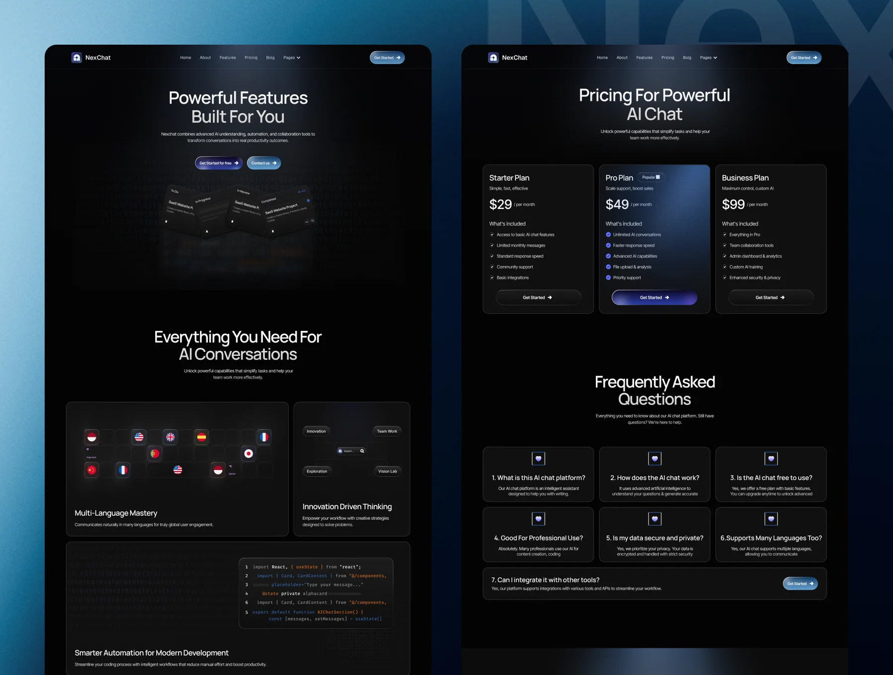 Nexchat — AI Chat Website Template 3