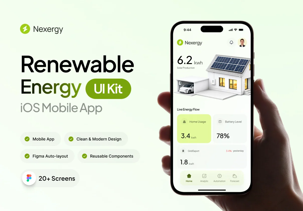 Nexergy – Renewable Energy iOS App UI Kit