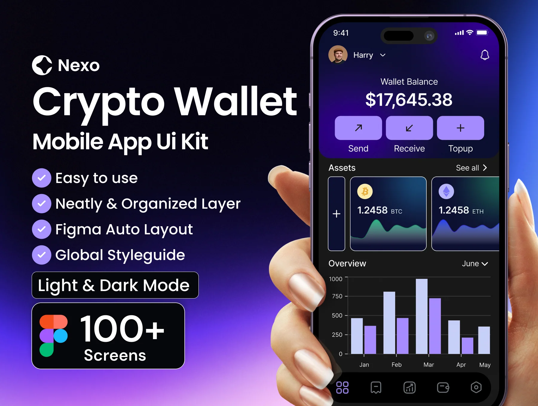 Nexo Crypto Wallet Mobile App Ui kit