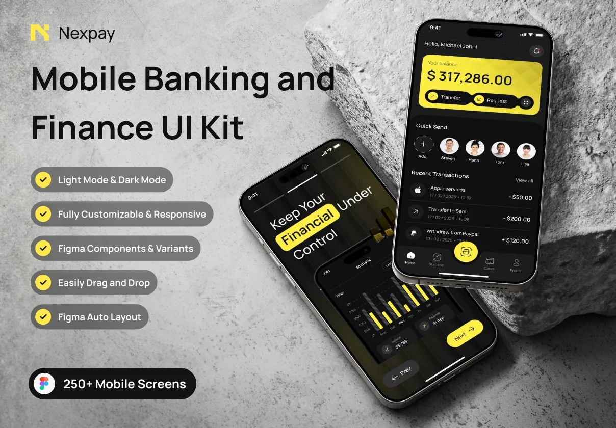 Nexpay - Mobile Banking and Finance App UI Kit