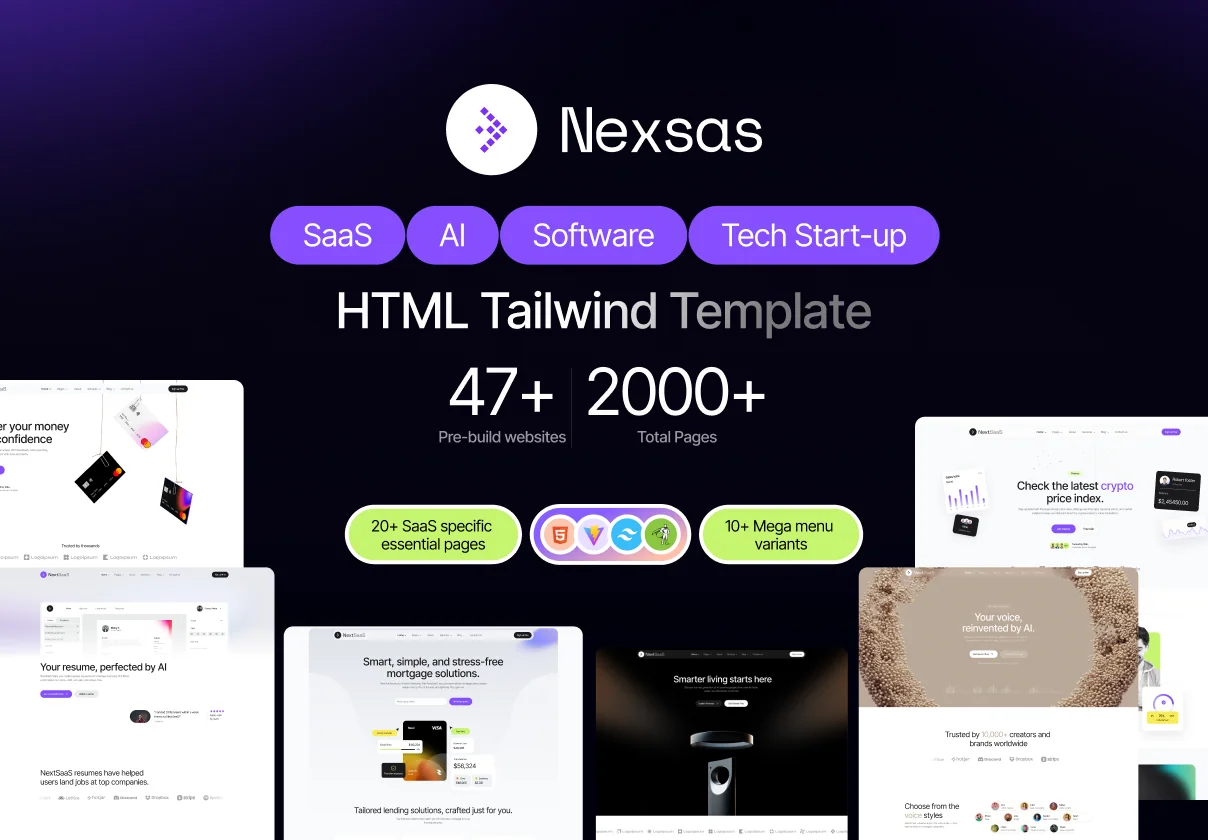 Nexsas | SaaS & AI Startup Tailwind Template