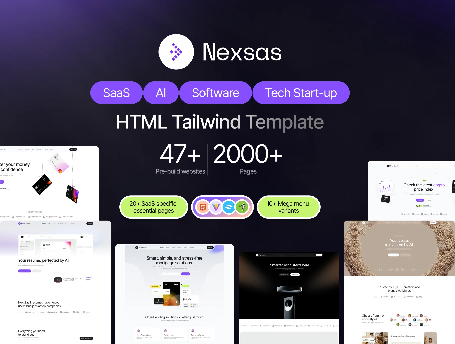 Nexsas | SaaS & AI Startup Tailwind Template