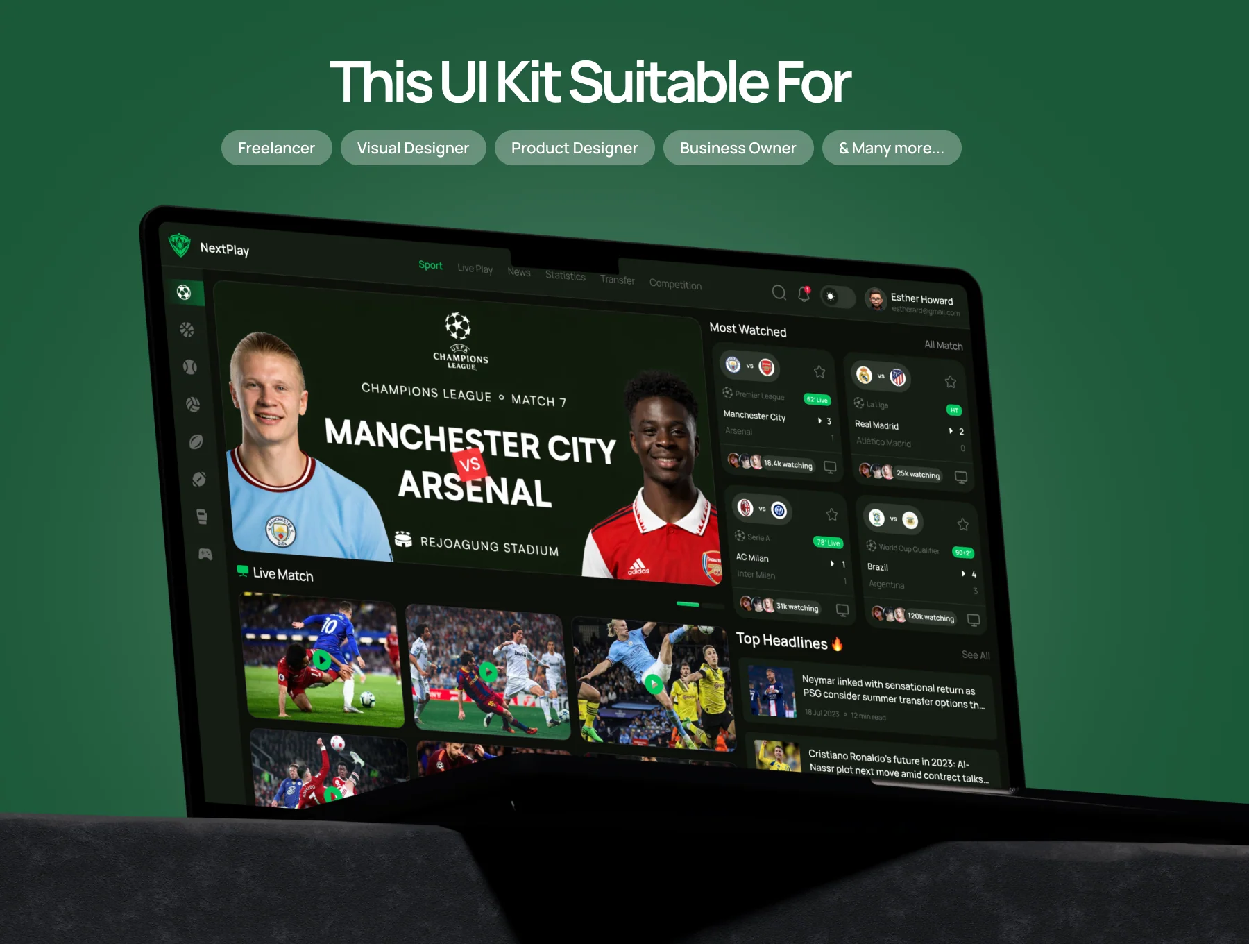NextPlay - Sports Live Dashboard UI Kit 6