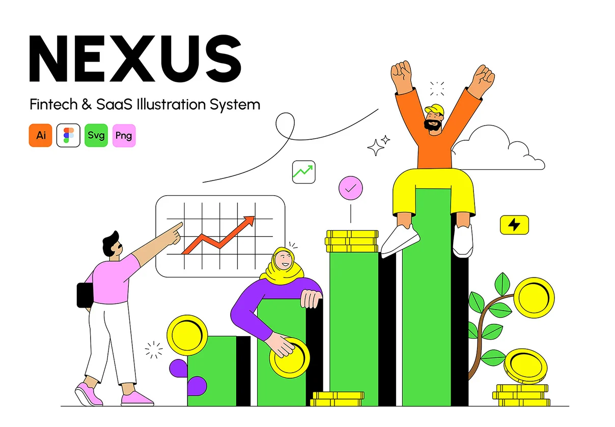 NEXUS - Premium Fintech & SaaS Illustration System