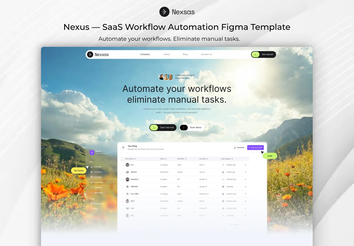 Nexus — SaaS Workflow Automation Figma Template