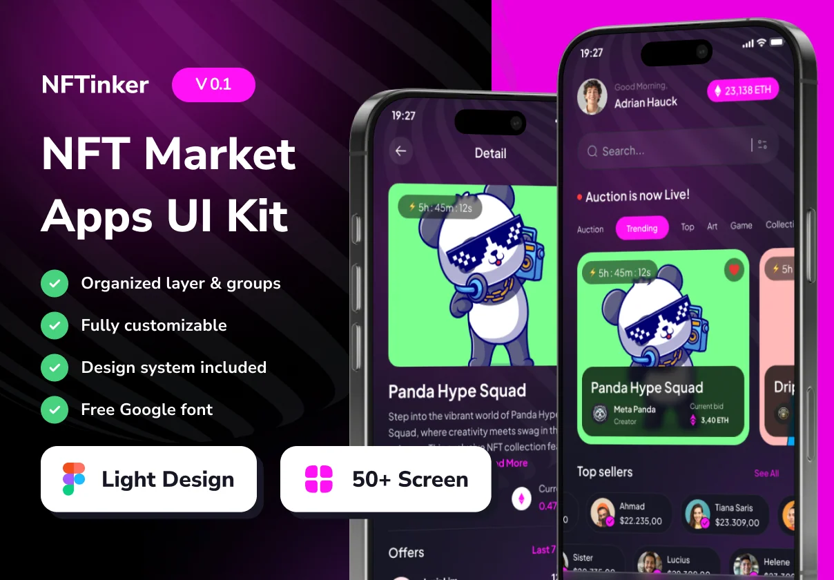 NFTinker - NFT Market Collection Mobile App UI Kits