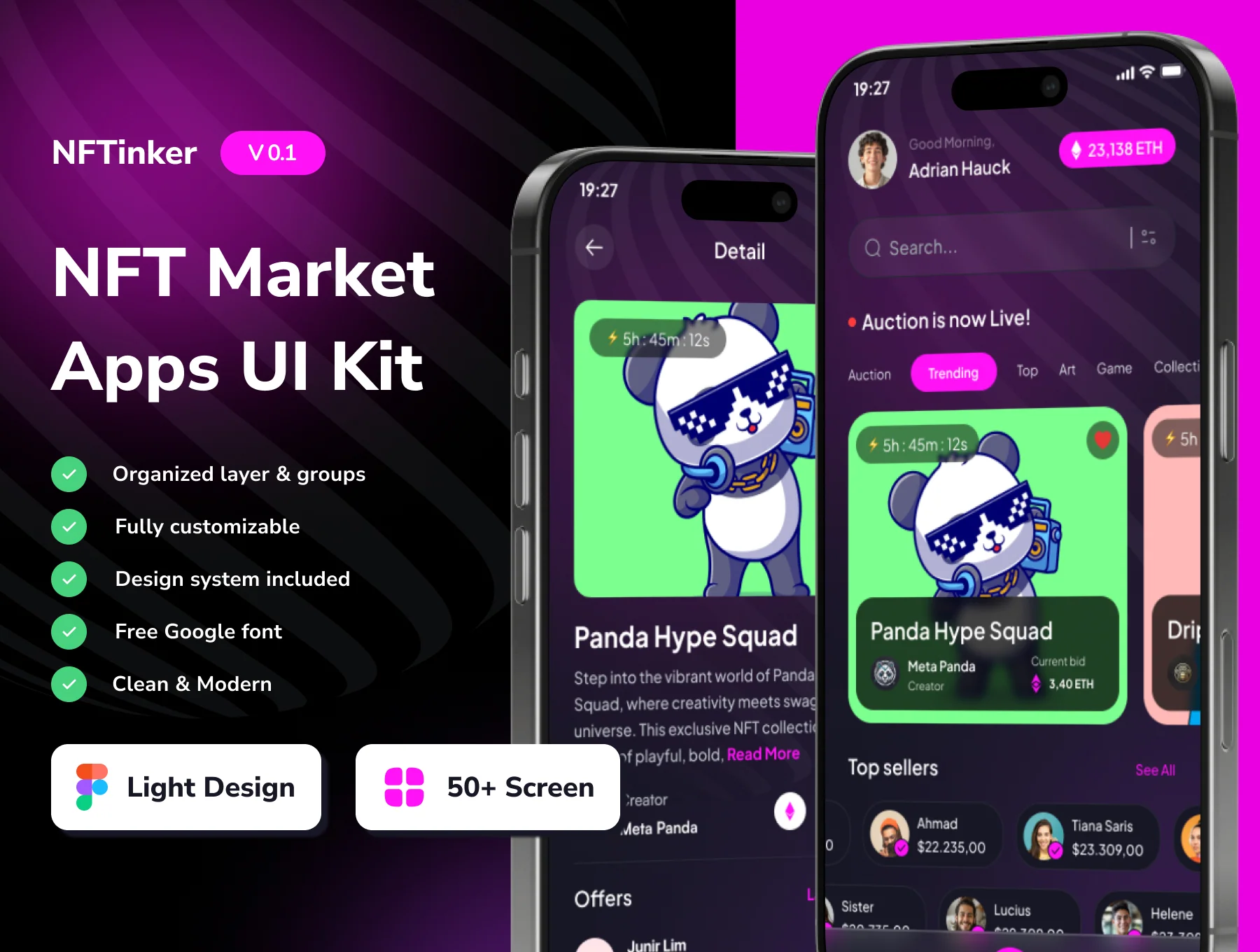 NFTinker - NFT Market Collection Mobile App UI Kits