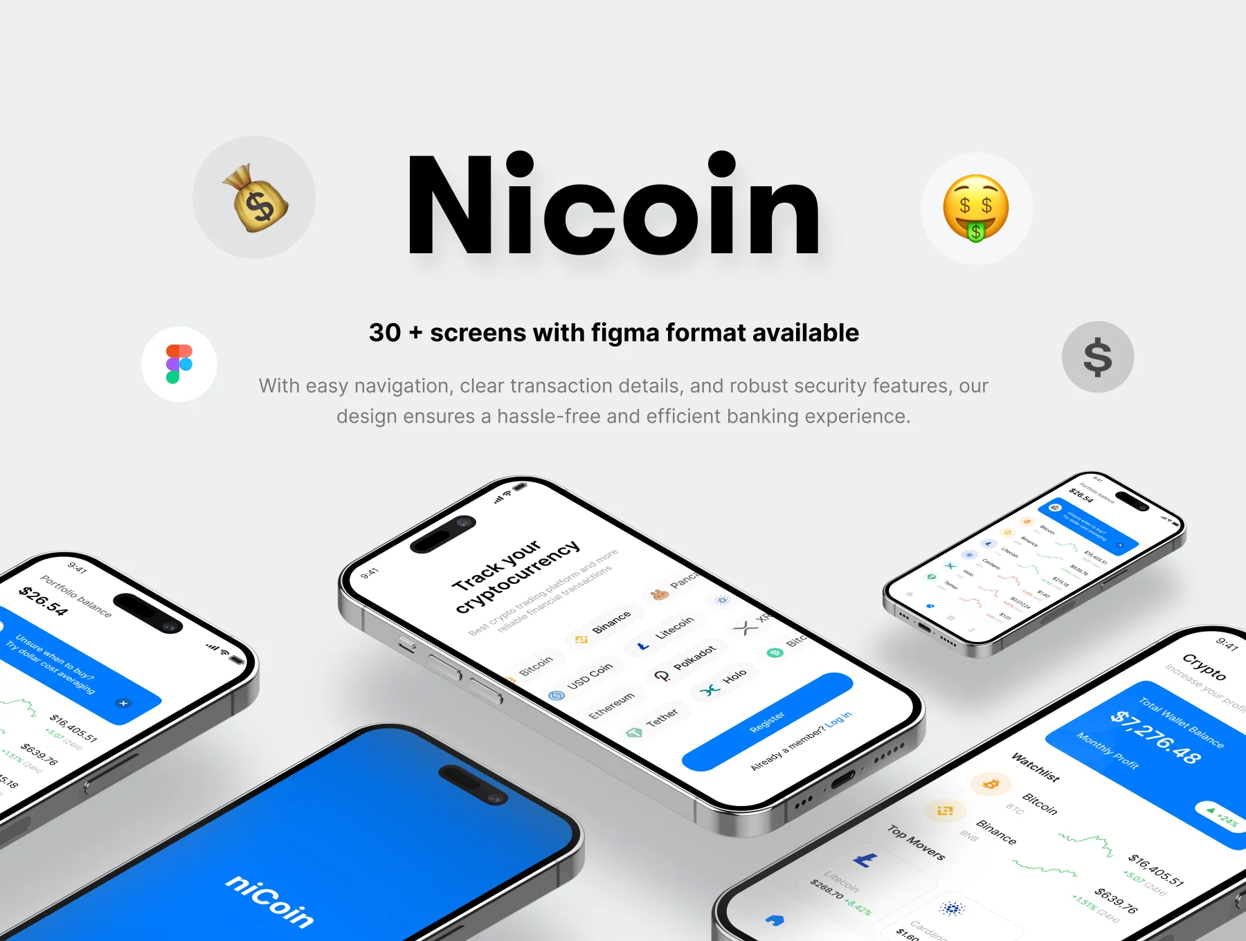 Nicoin - Crypto Wallet Mobile App UI Kit