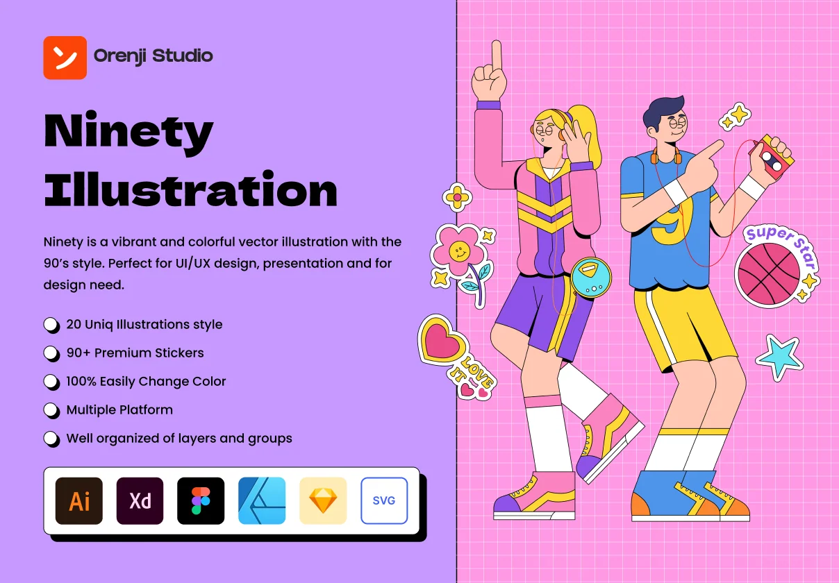Ninety Illustrations pack