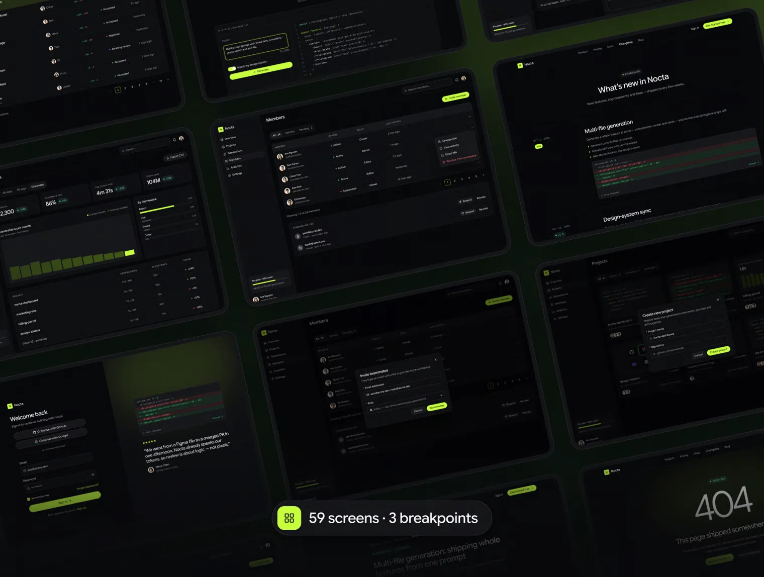 Nocta — Dark SaaS UI Kit for AI Dev Tools 2