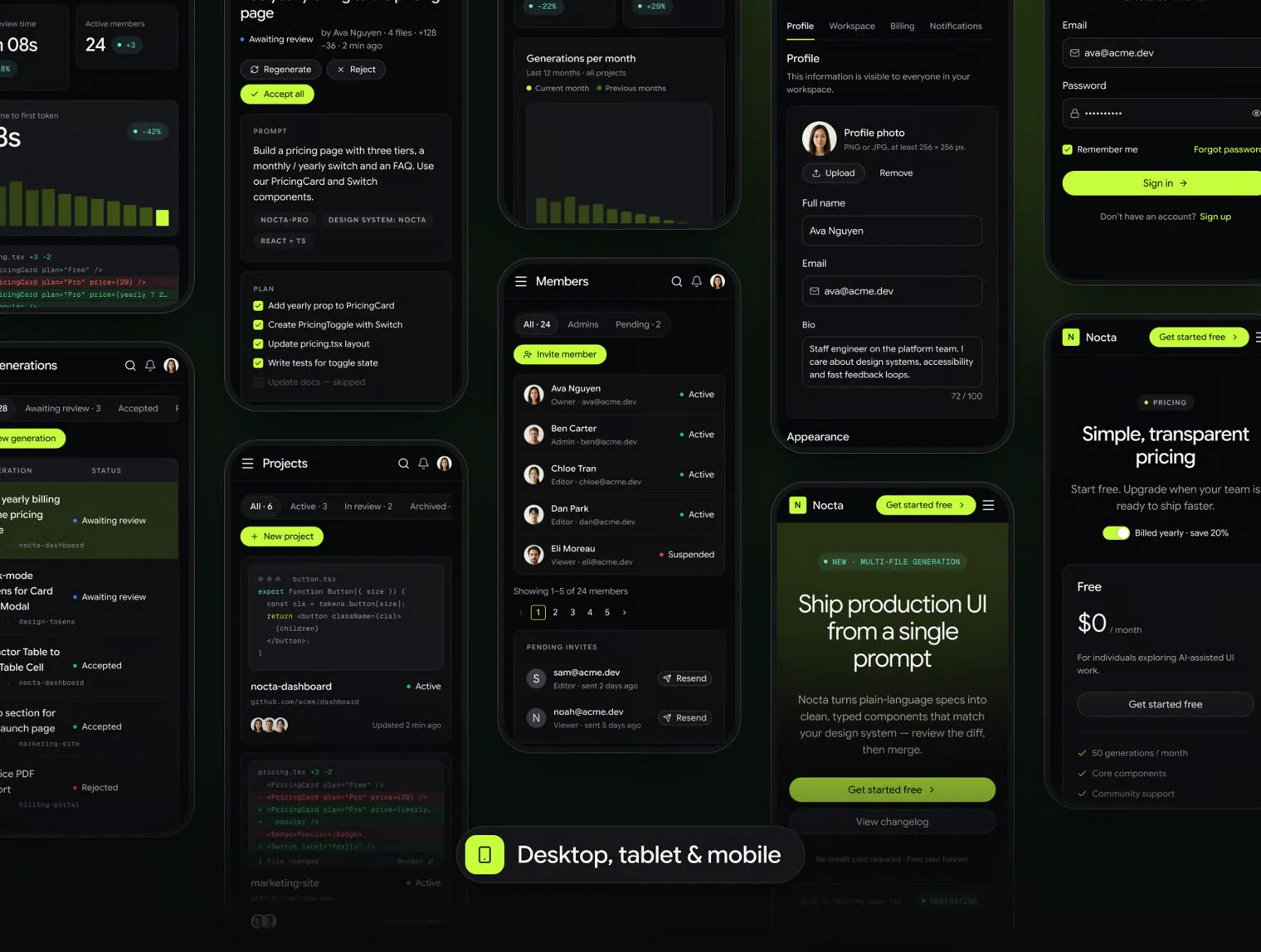 Nocta — Dark SaaS UI Kit for AI Dev Tools 4