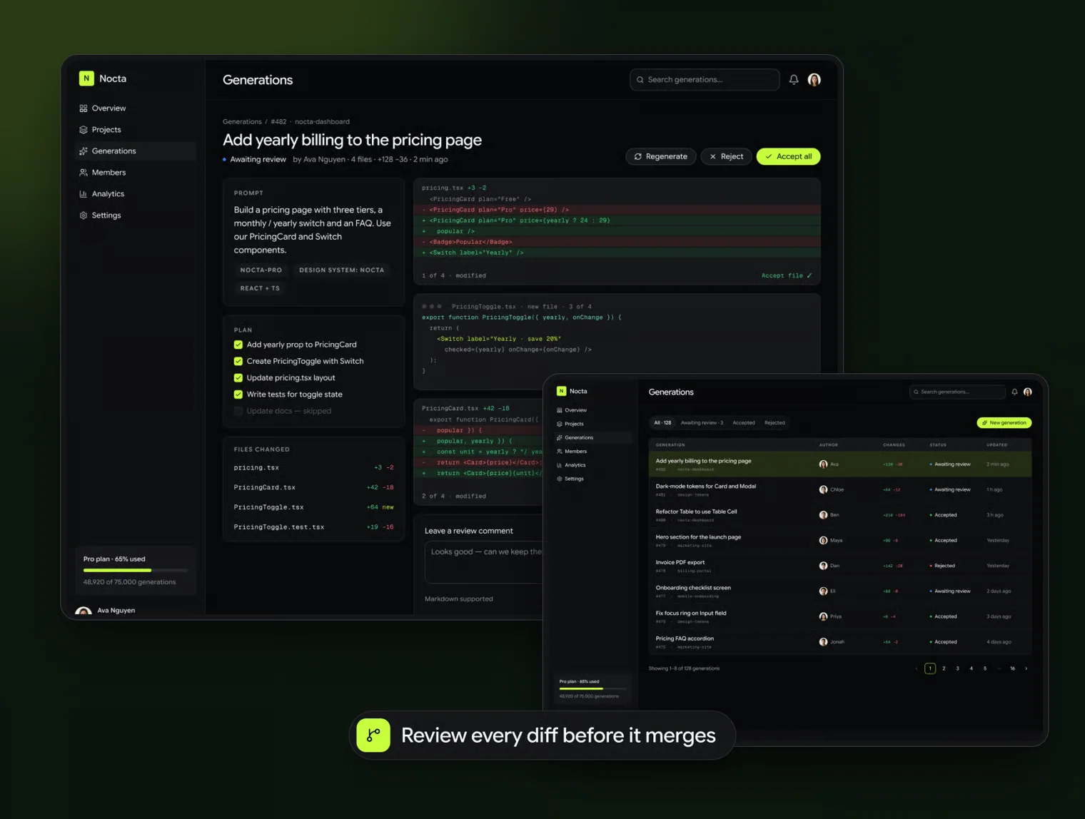 Nocta — Dark SaaS UI Kit for AI Dev Tools 5