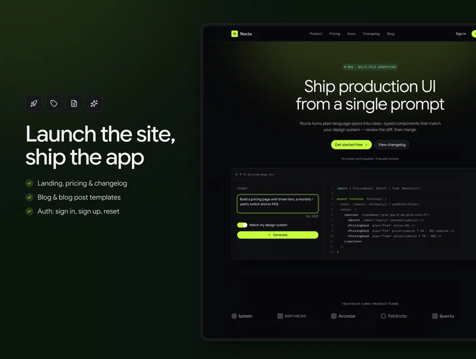 Nocta — Dark SaaS UI Kit for AI Dev Tools 6