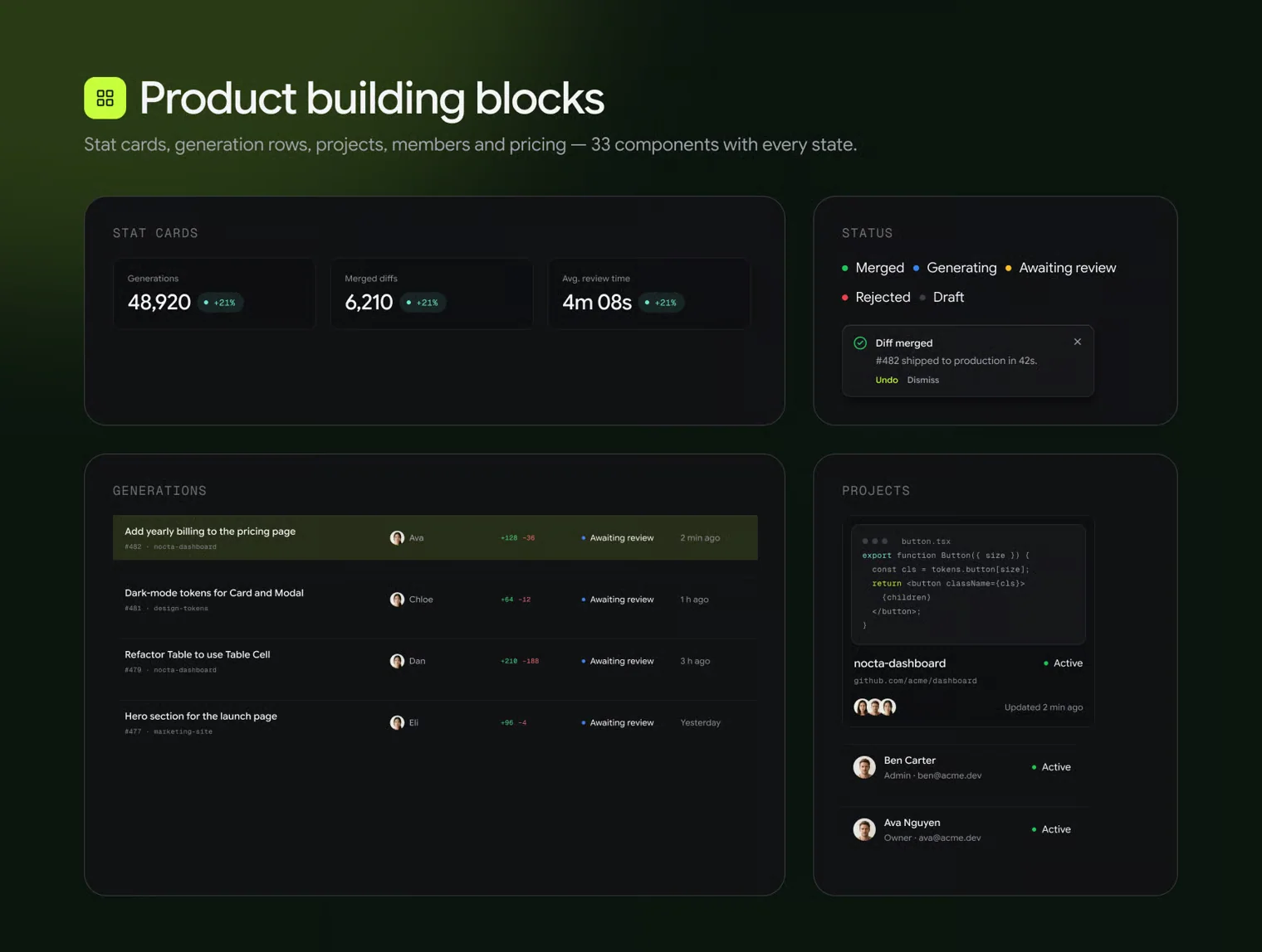 Nocta — Dark SaaS UI Kit for AI Dev Tools 8