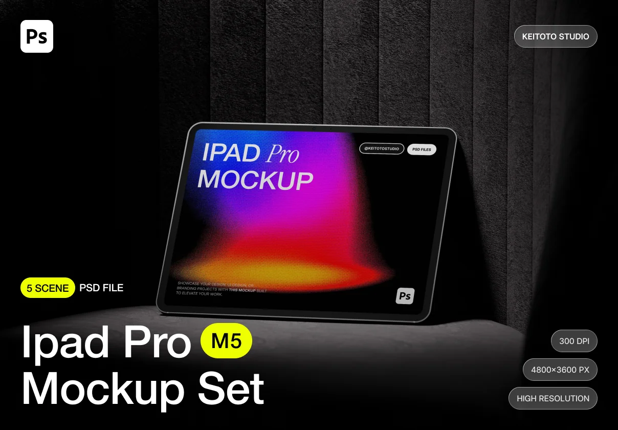 Noctra iPad Pro Mockup Cinematic PSD Scene Collection