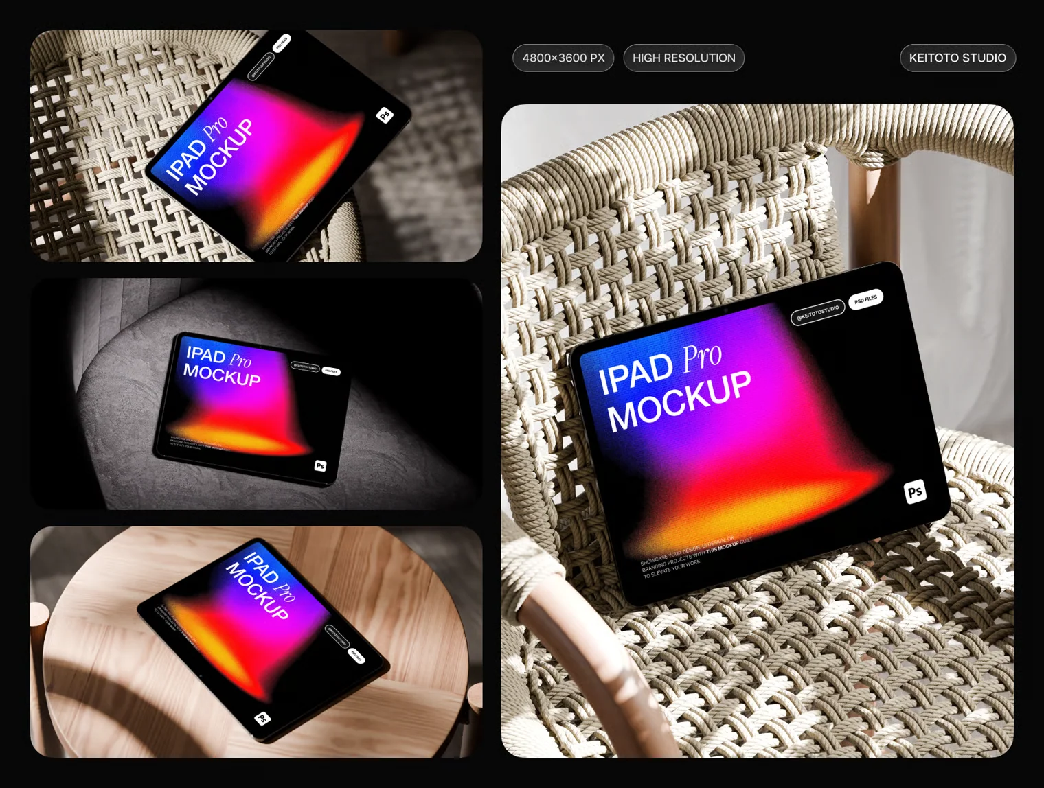 Noctra iPad Pro Mockup Cinematic PSD Scene Collection 2