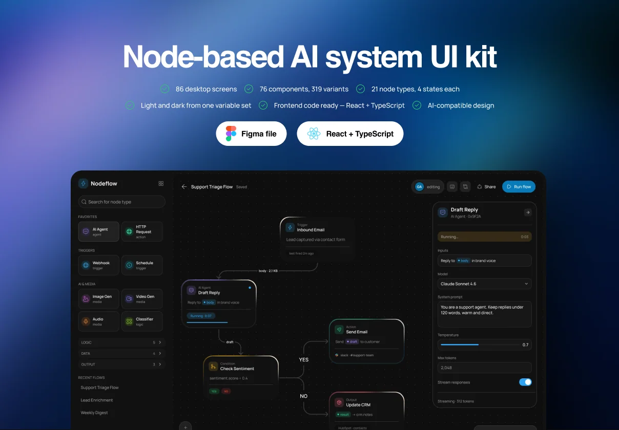 Node-based AI system UI kit