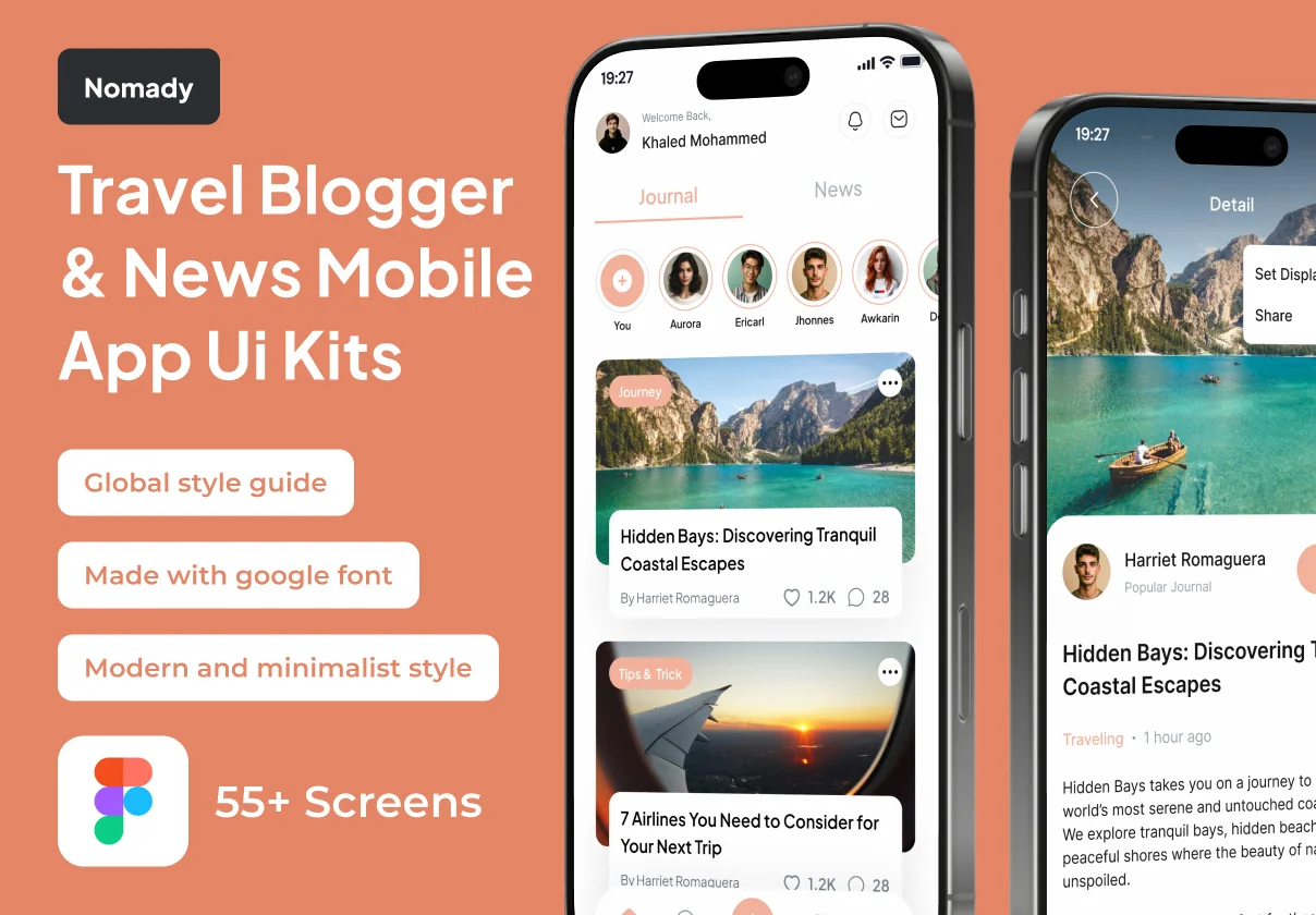 Nomady - Travel Blogger & News Premium UI KIts App