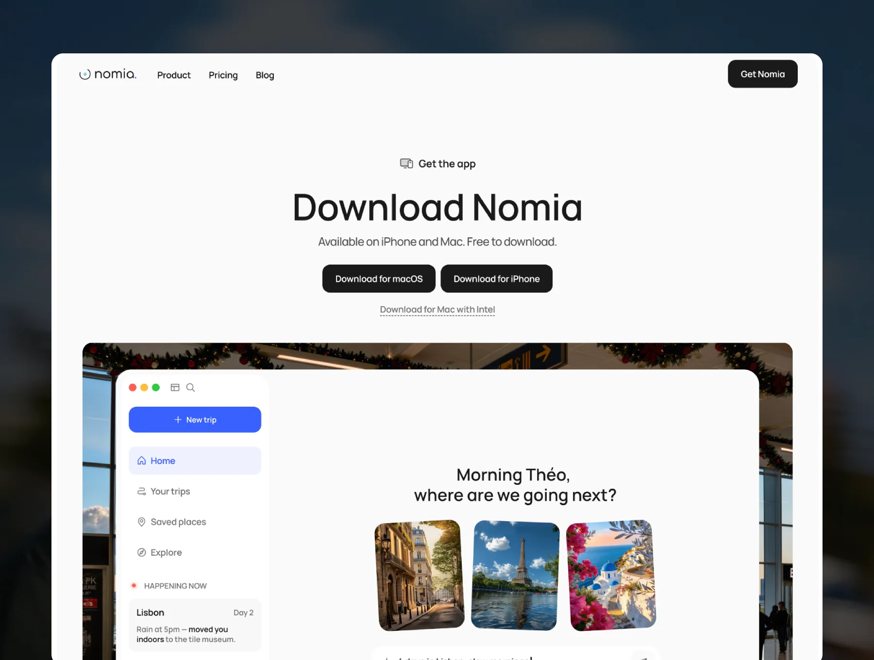 Nomia — AI Travel & App Startup Template 7
