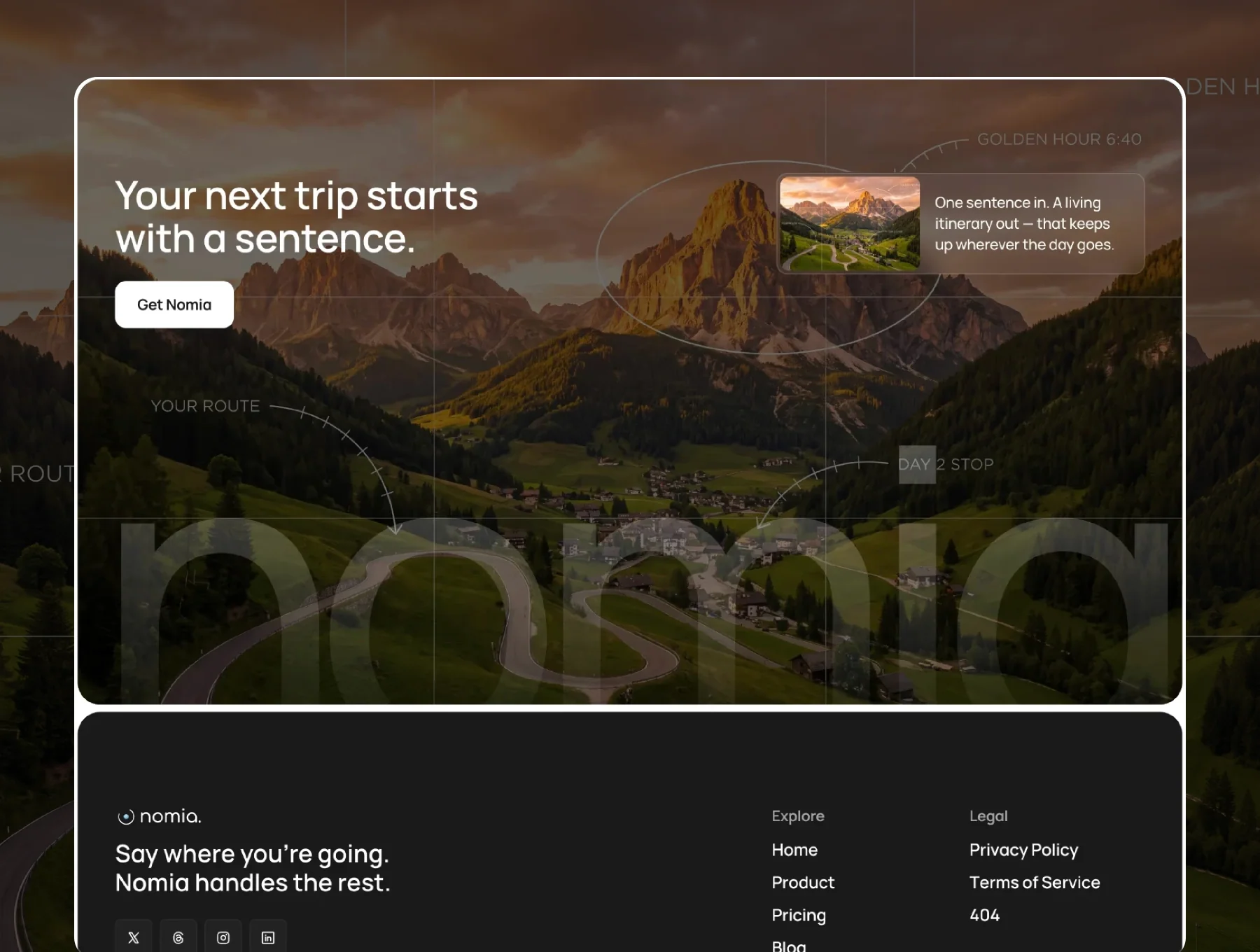 Nomia — AI Travel & App Startup Template 8