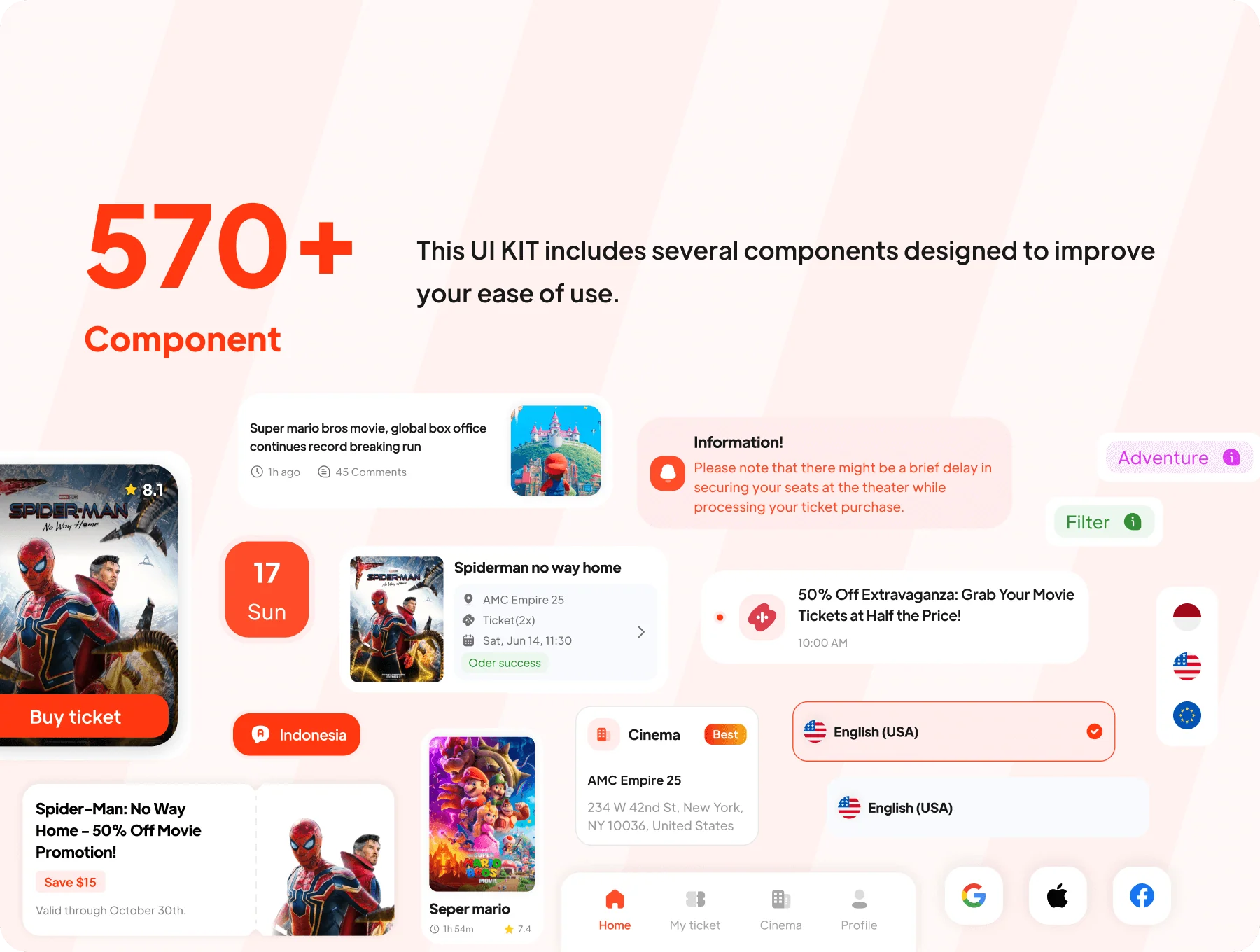Noonton - Movie Ticket Booking App UI Kit 3