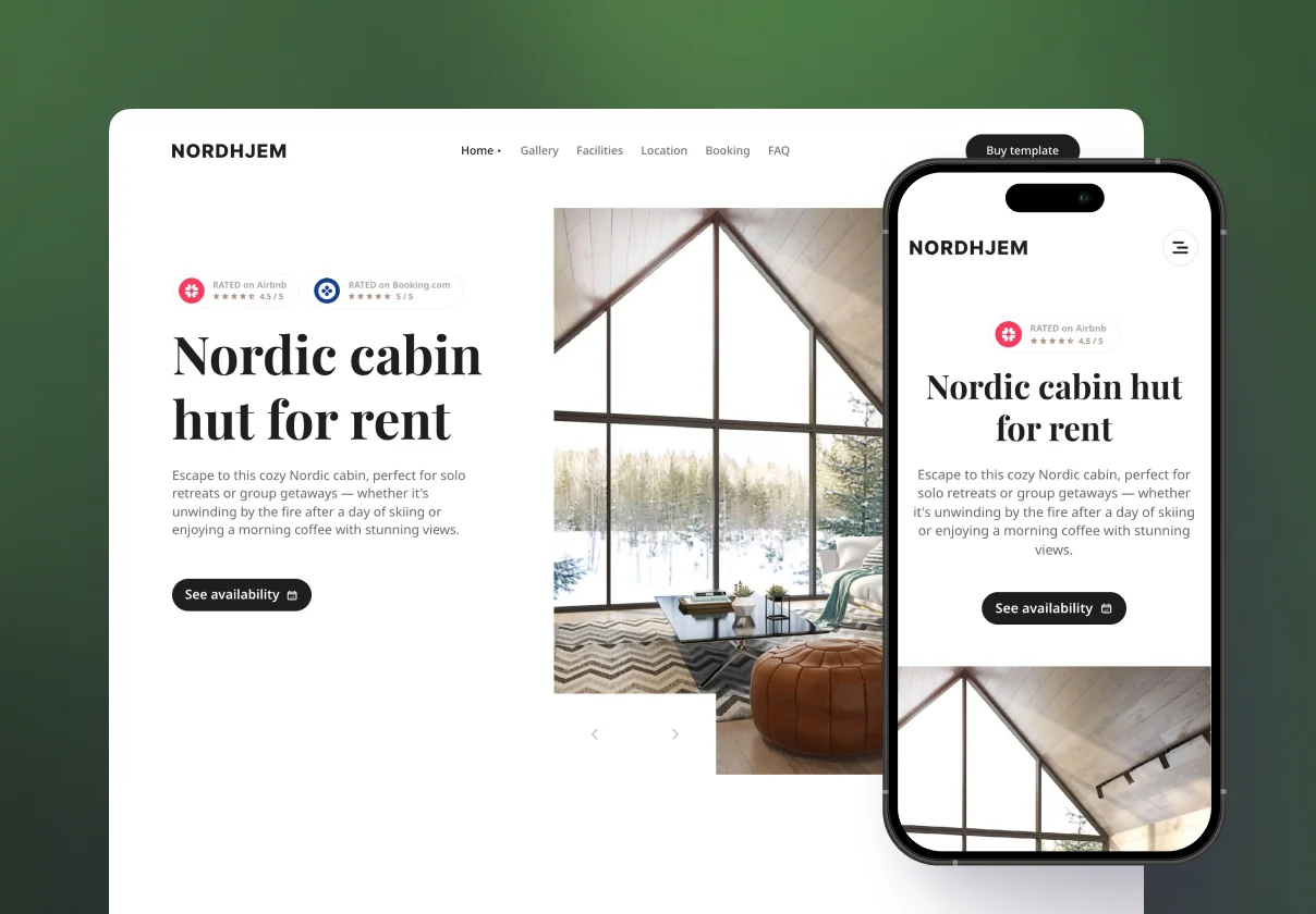 Nordhjem — Airbnb Rental Framer Template