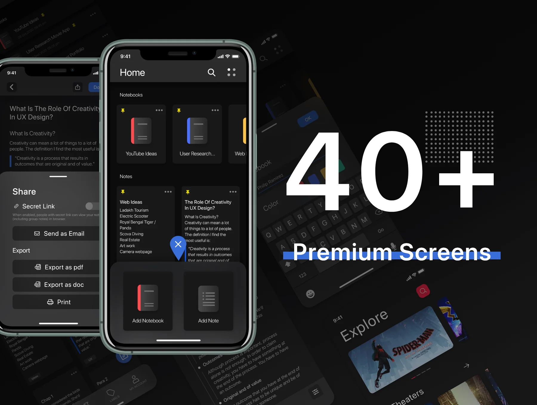 Notes.io Notes Taking App UI Kit Dark Mode 4