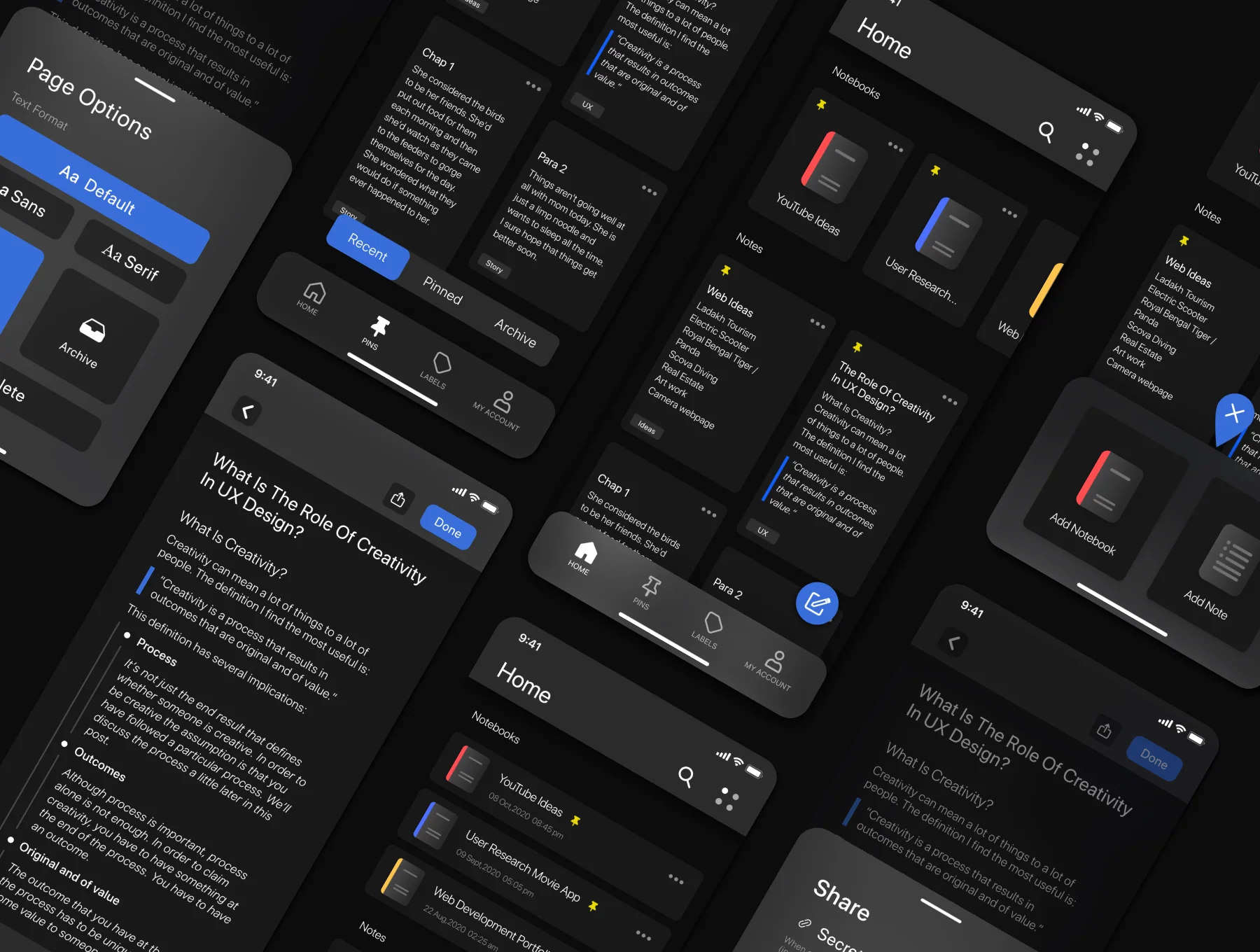 Notes.io Notes Taking App UI Kit Dark Mode 6