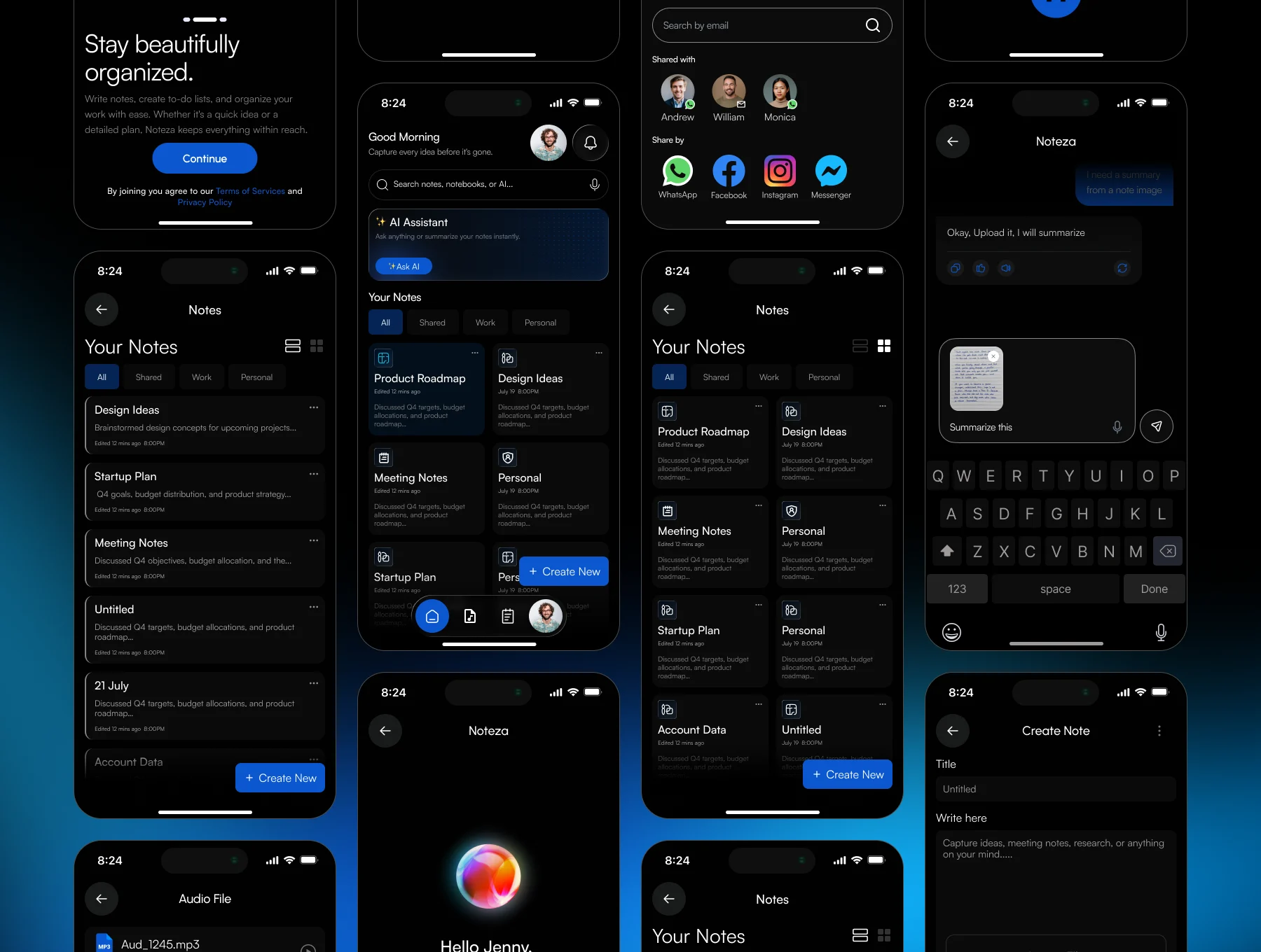 Noteza – Your AI Note Taker Mobile App Figma UI Kit 2