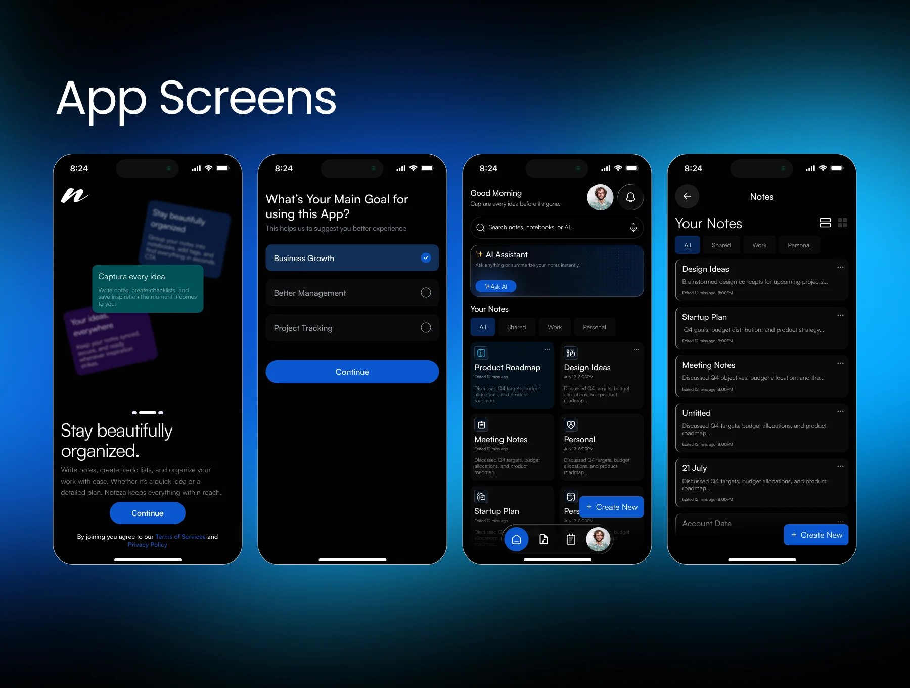 Noteza – Your AI Note Taker Mobile App Figma UI Kit 3